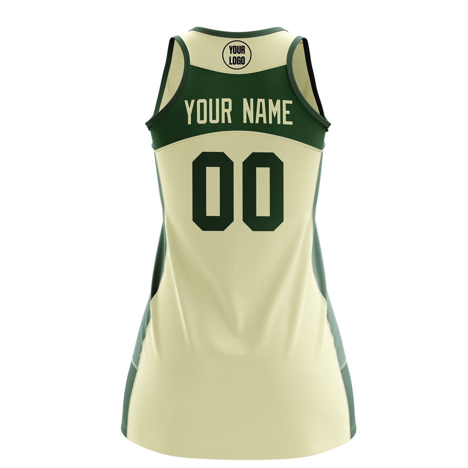 Custom Netball Dress | Cream Green Classic Style Two-Tone Breathable Performance Sportswear