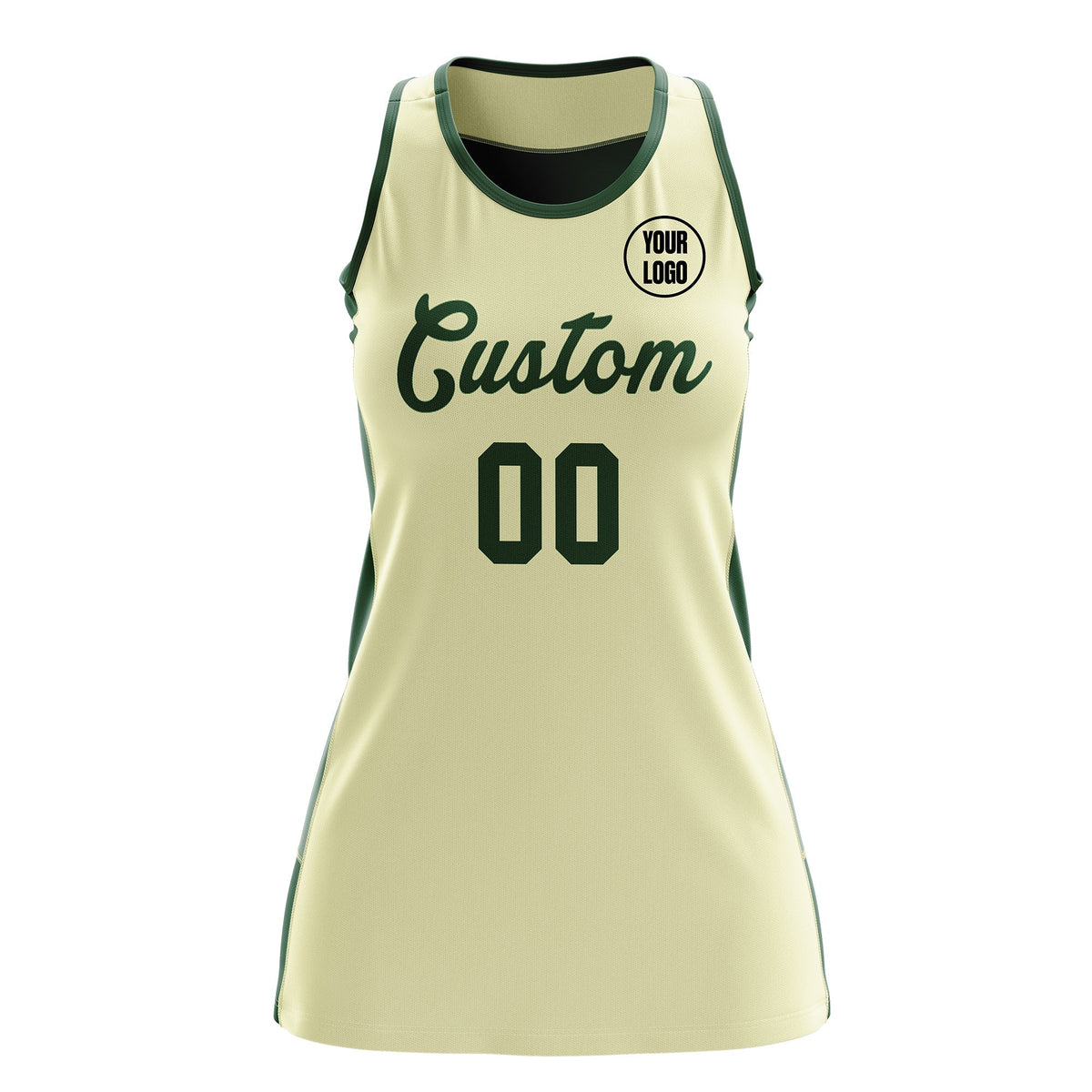 Custom Netball Dress | Cream Green Classic Style Two-Tone Breathable Performance Sportswear