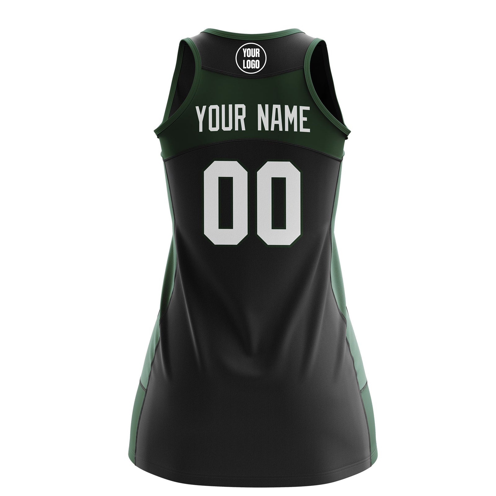 Custom Netball Dress | Black Green Classic Style Two-Tone Breathable Performance Sportswear
