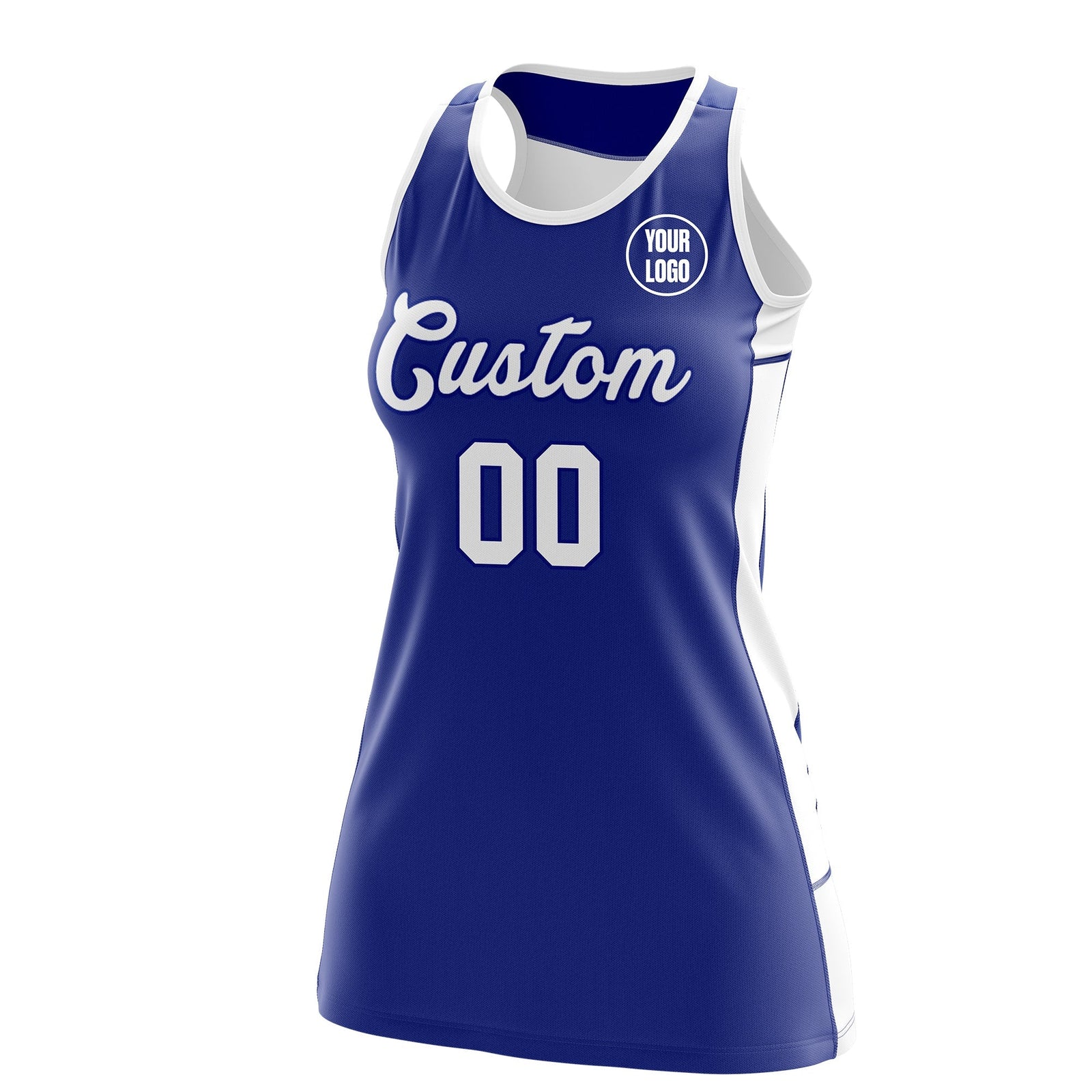 Custom Netball Dress | Royal Blue White Classic Style Two-Tone Breathable Performance Sportswear