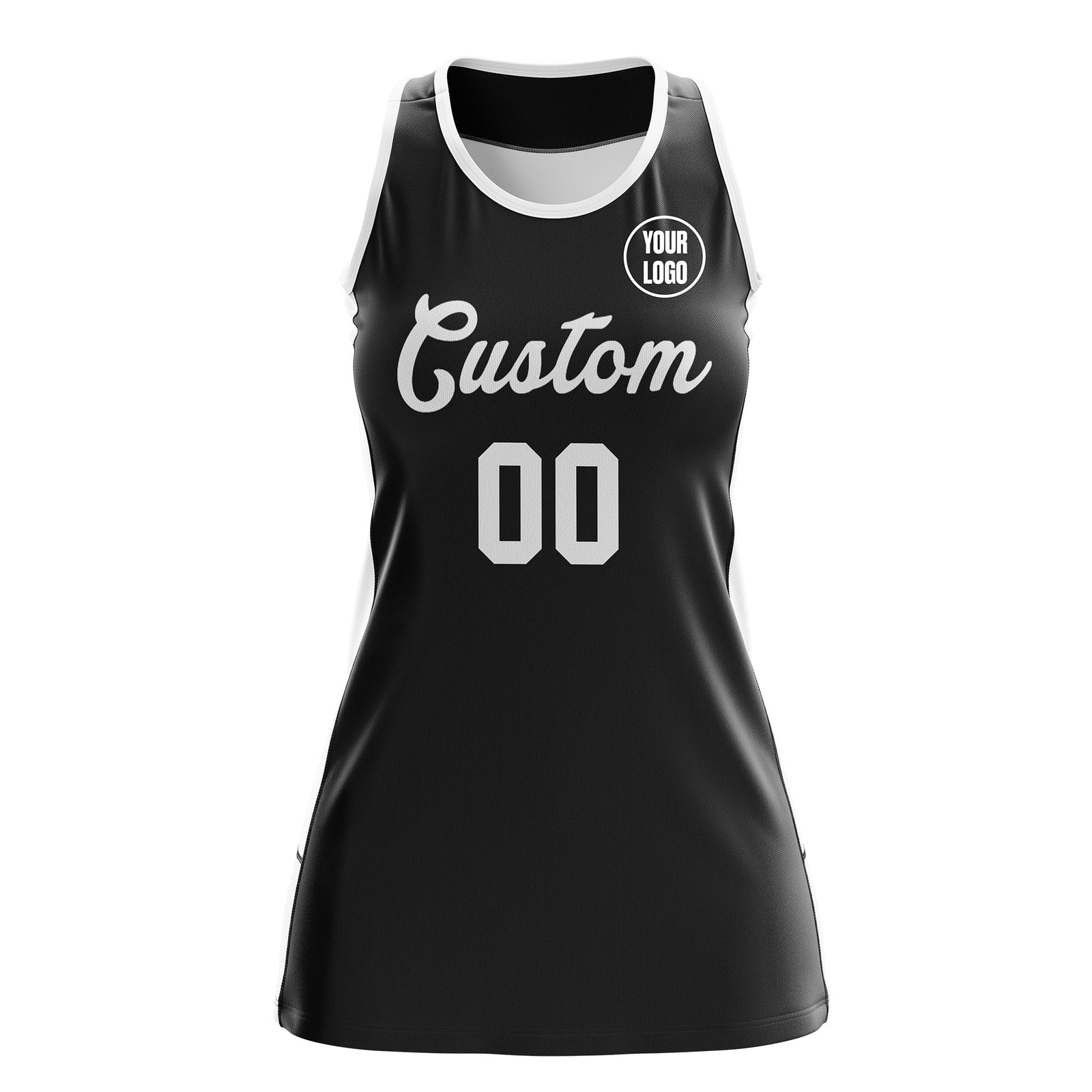 Custom Netball Dress | Black White Classic Style Two-Tone Professional Team Uniforms