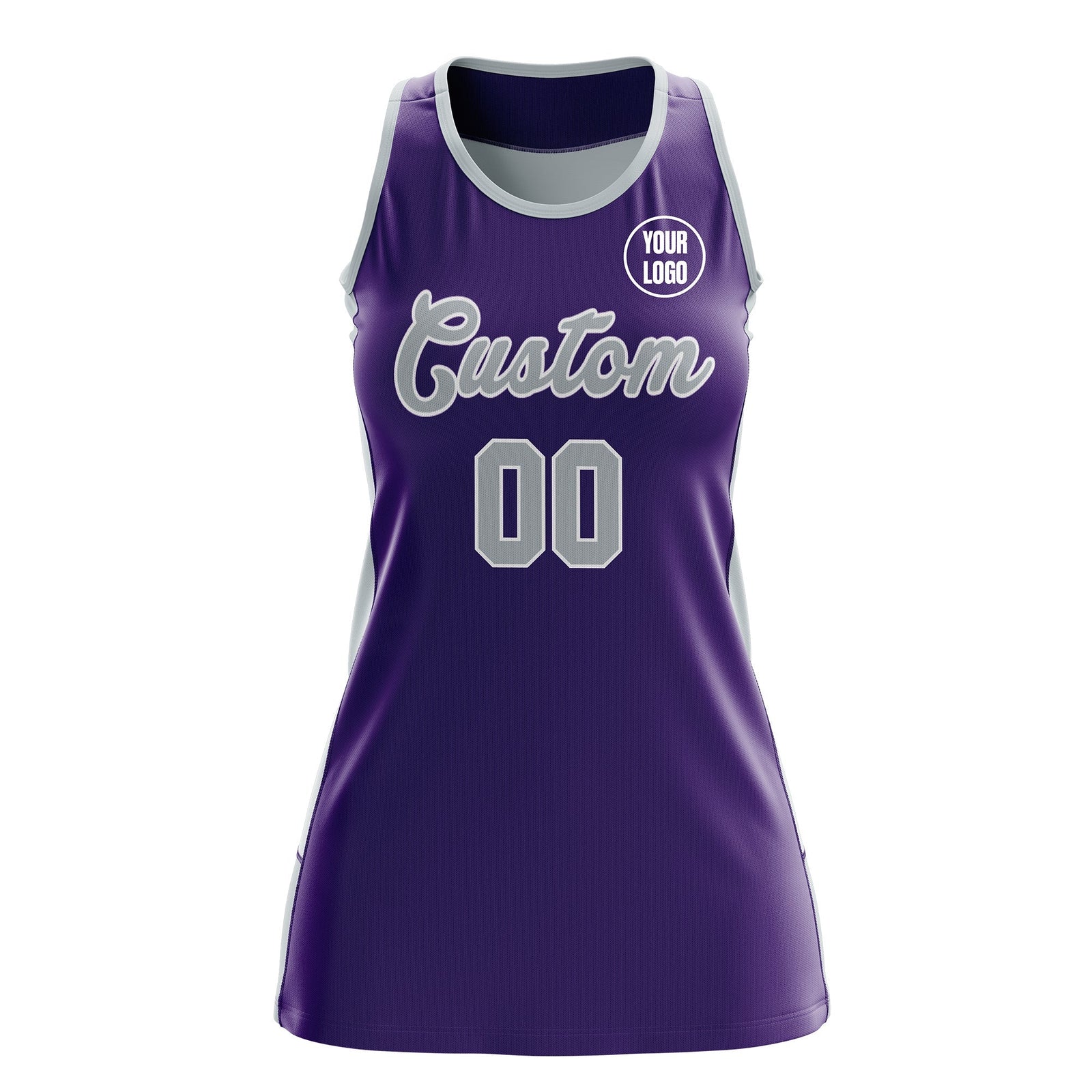 Custom Netball Dress | Purple Silver Classic Style Two-Tone Breathable Performance Sportswear