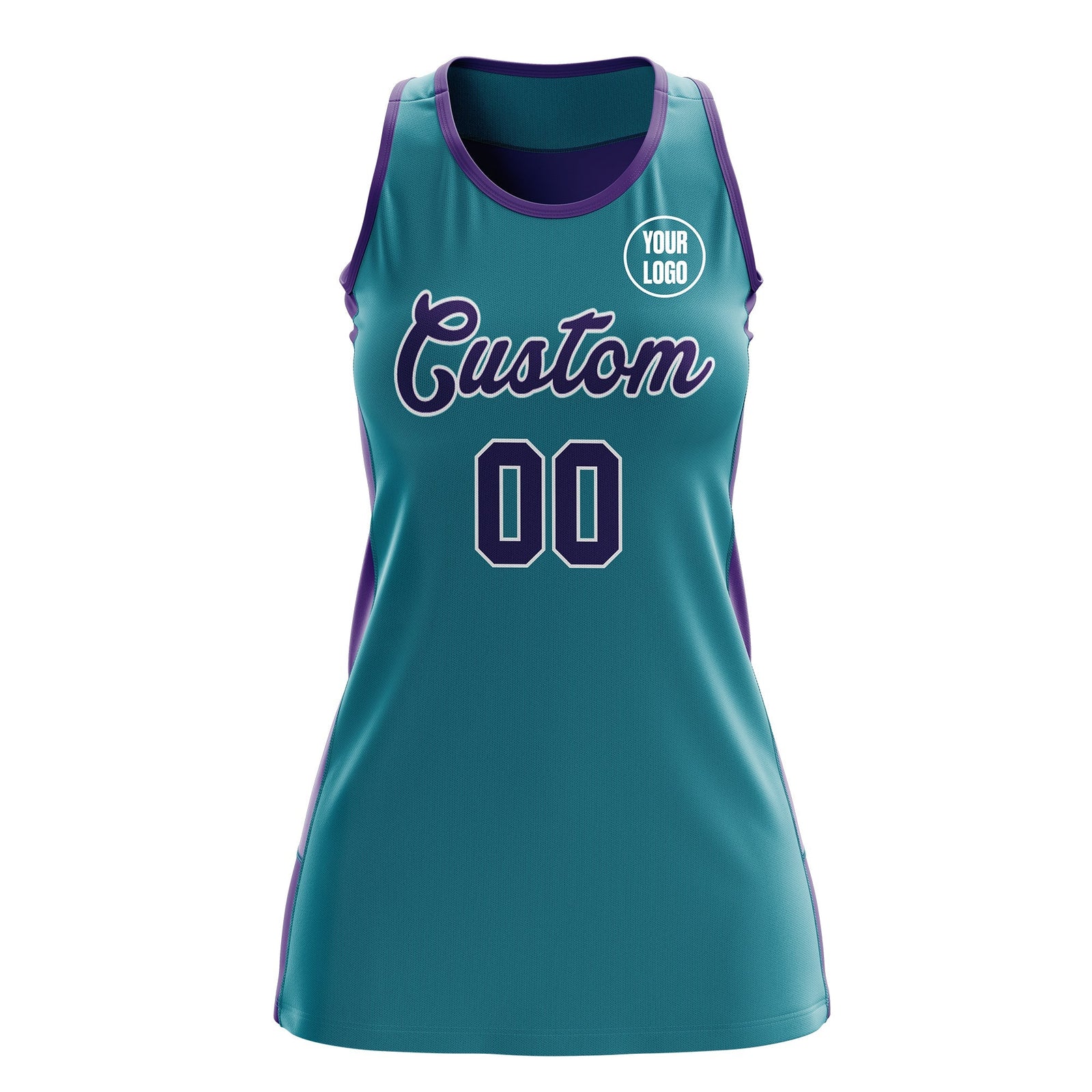 Custom Netball Dress | Teal Purple Classic Style Two-Tone Match Day Uniform