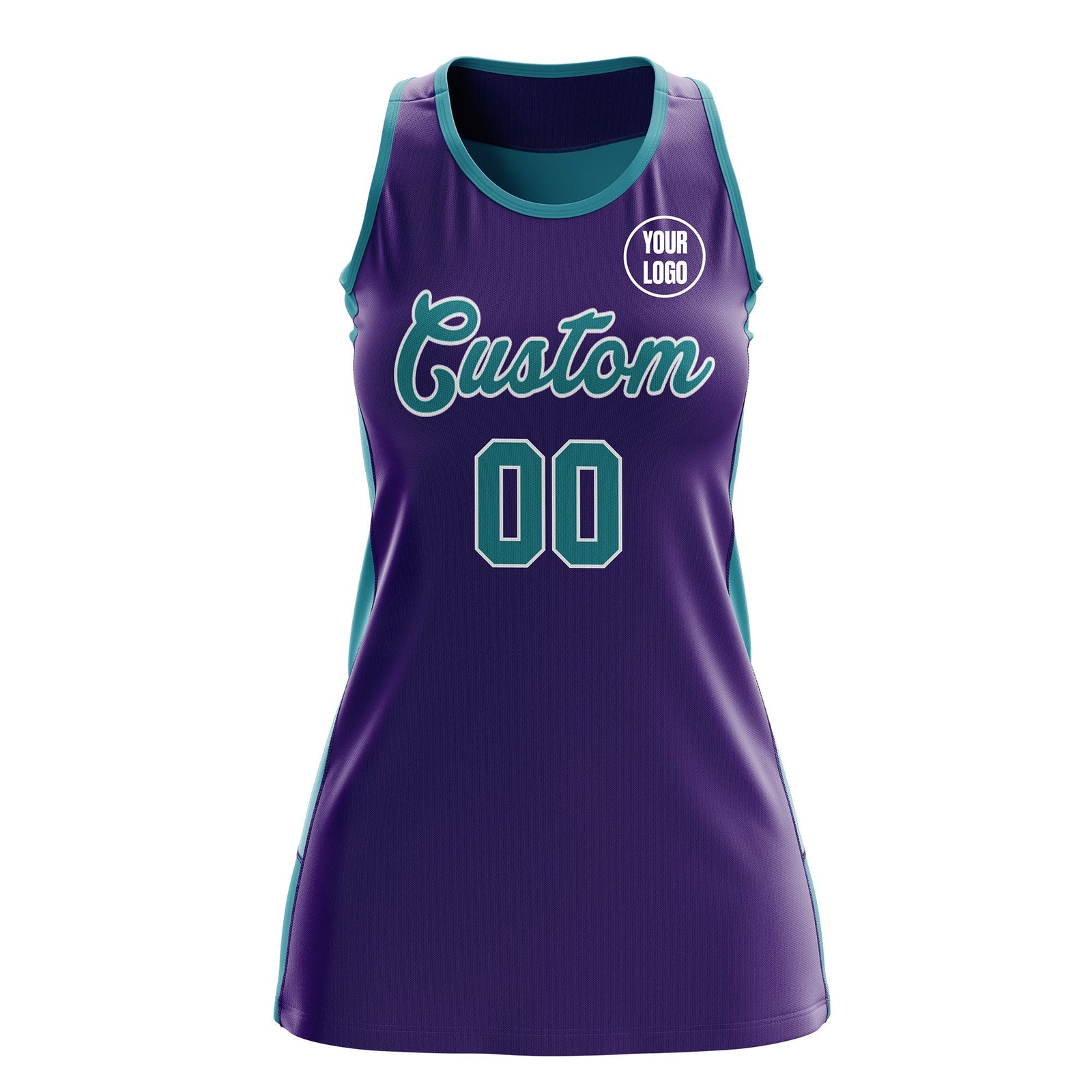Custom Netball Dress | Purple Teal Classic Style Two-Tone Breathable Performance Sportswear