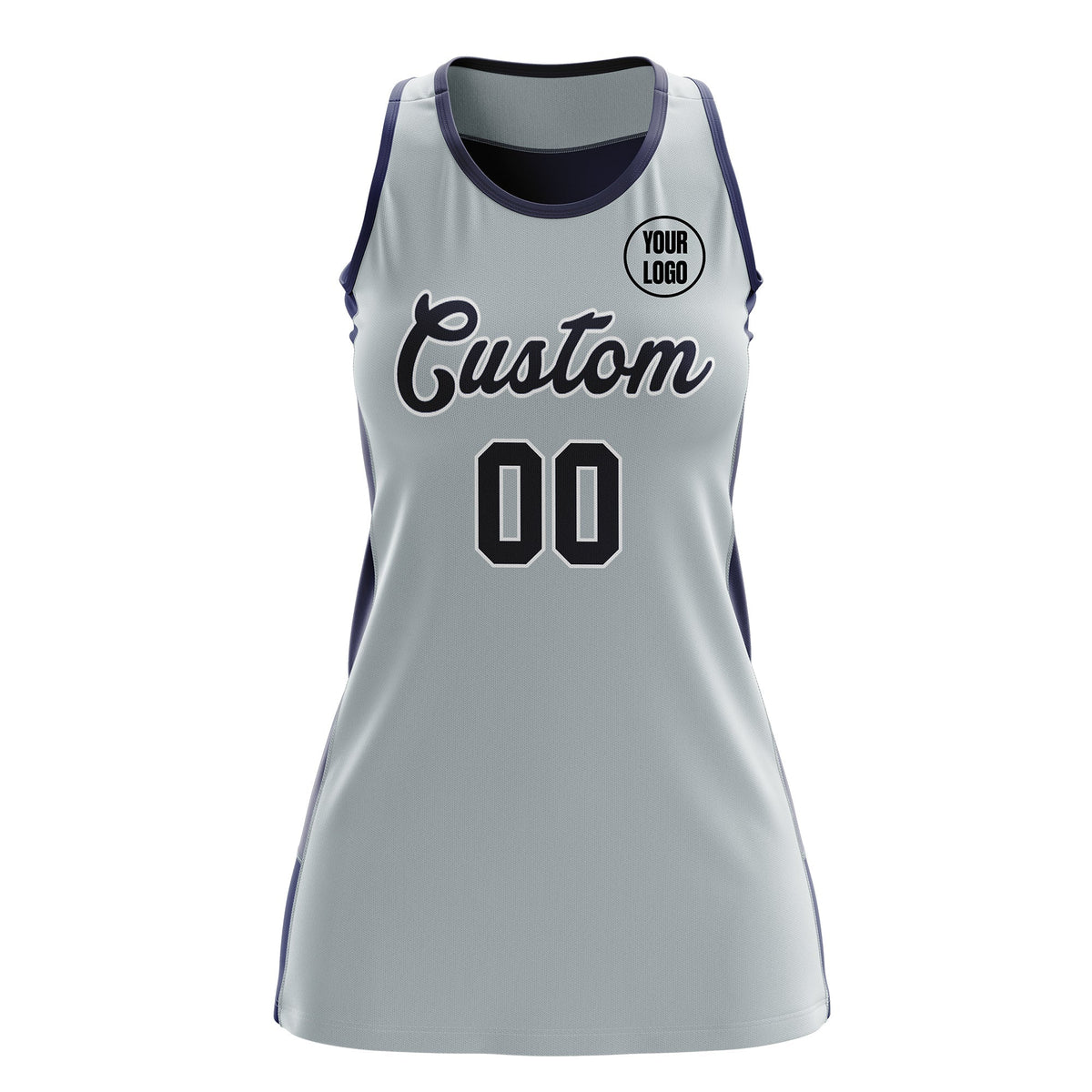Custom Netball Dress | Silver Navy Classic Style Two-Tone Match Day Uniform