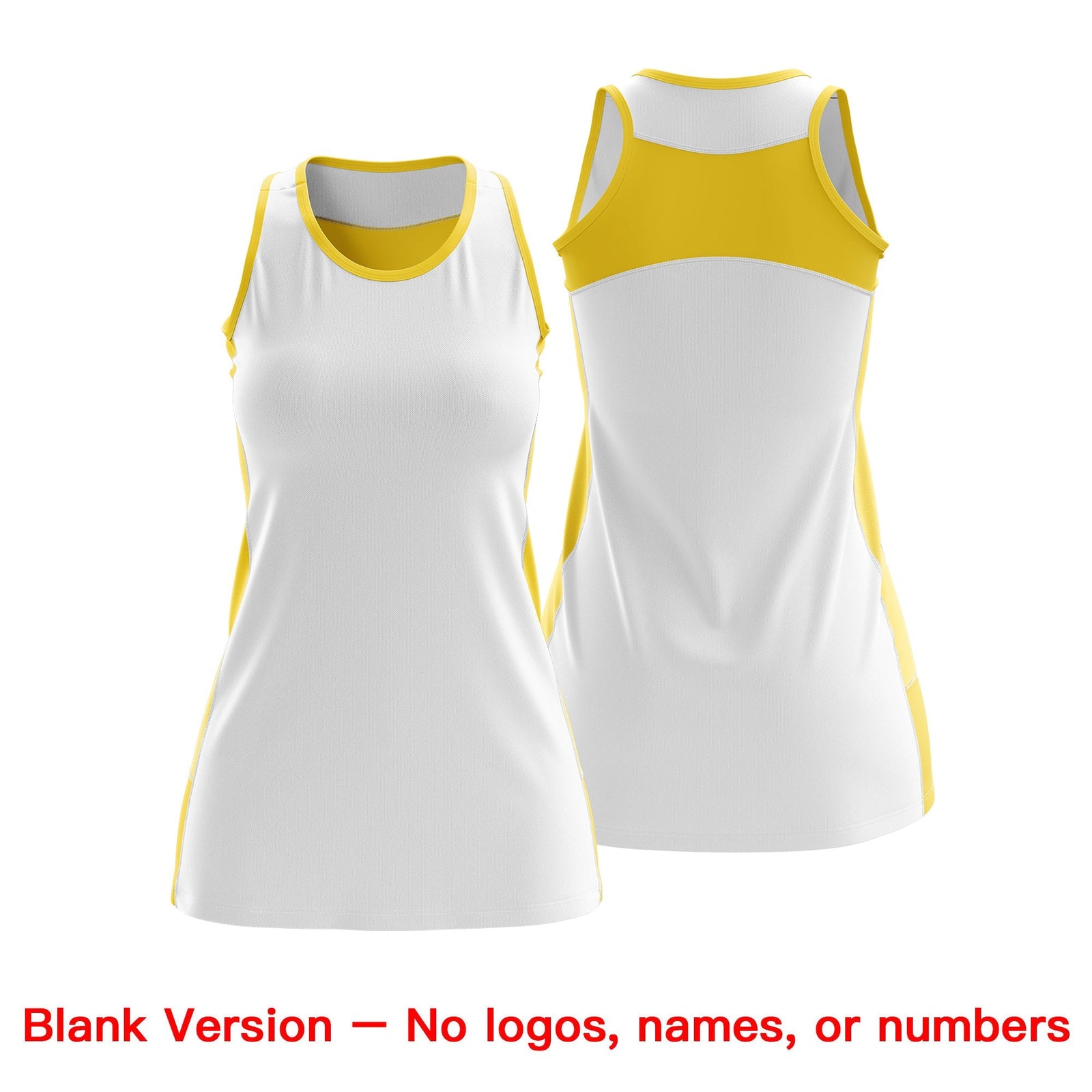Custom Netball Dress | White Gold Classic Style Two-Tone Breathable Performance Sportswear