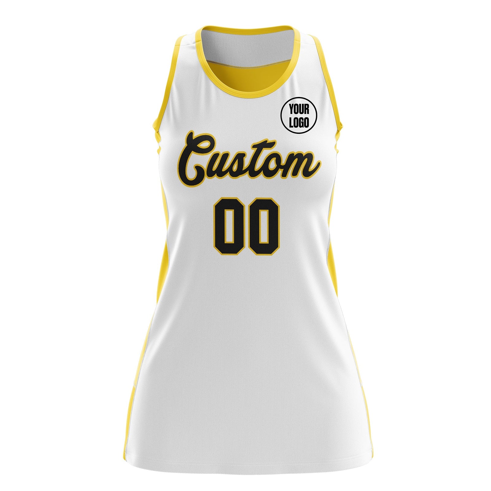 Custom Netball Dress | White Gold Classic Style Two-Tone Breathable Performance Sportswear