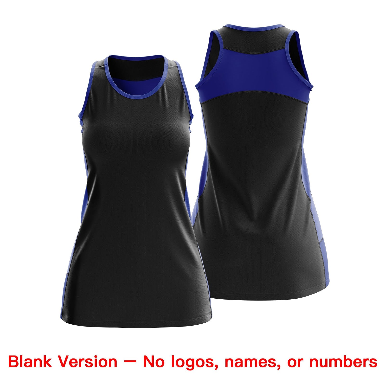 Custom Netball Dress | Black Royal Blue Classic Style Two-Tone Professional Team Uniforms