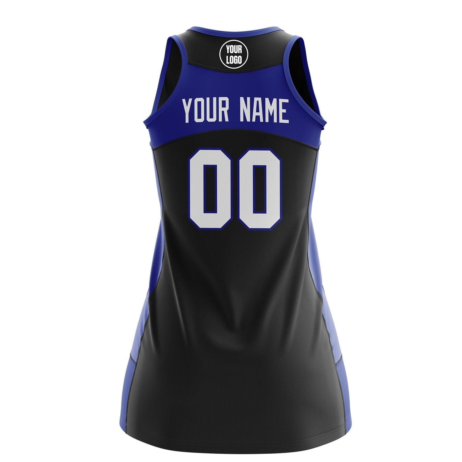 Custom Netball Dress | Black Royal Blue Classic Style Two-Tone Professional Team Uniforms