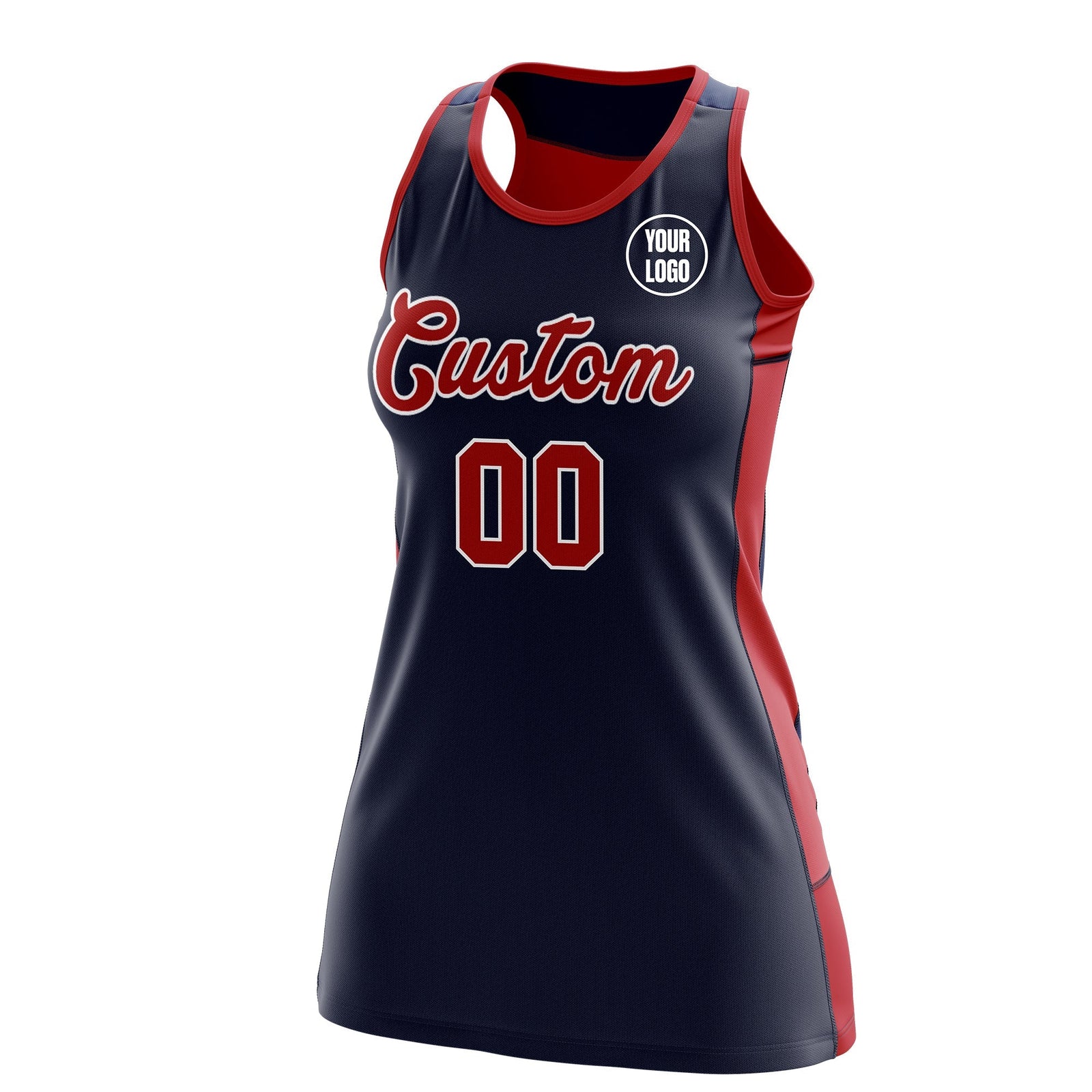 Custom Netball Dress | Navy Red Classic Style Two-Tone Breathable Performance Sportswear