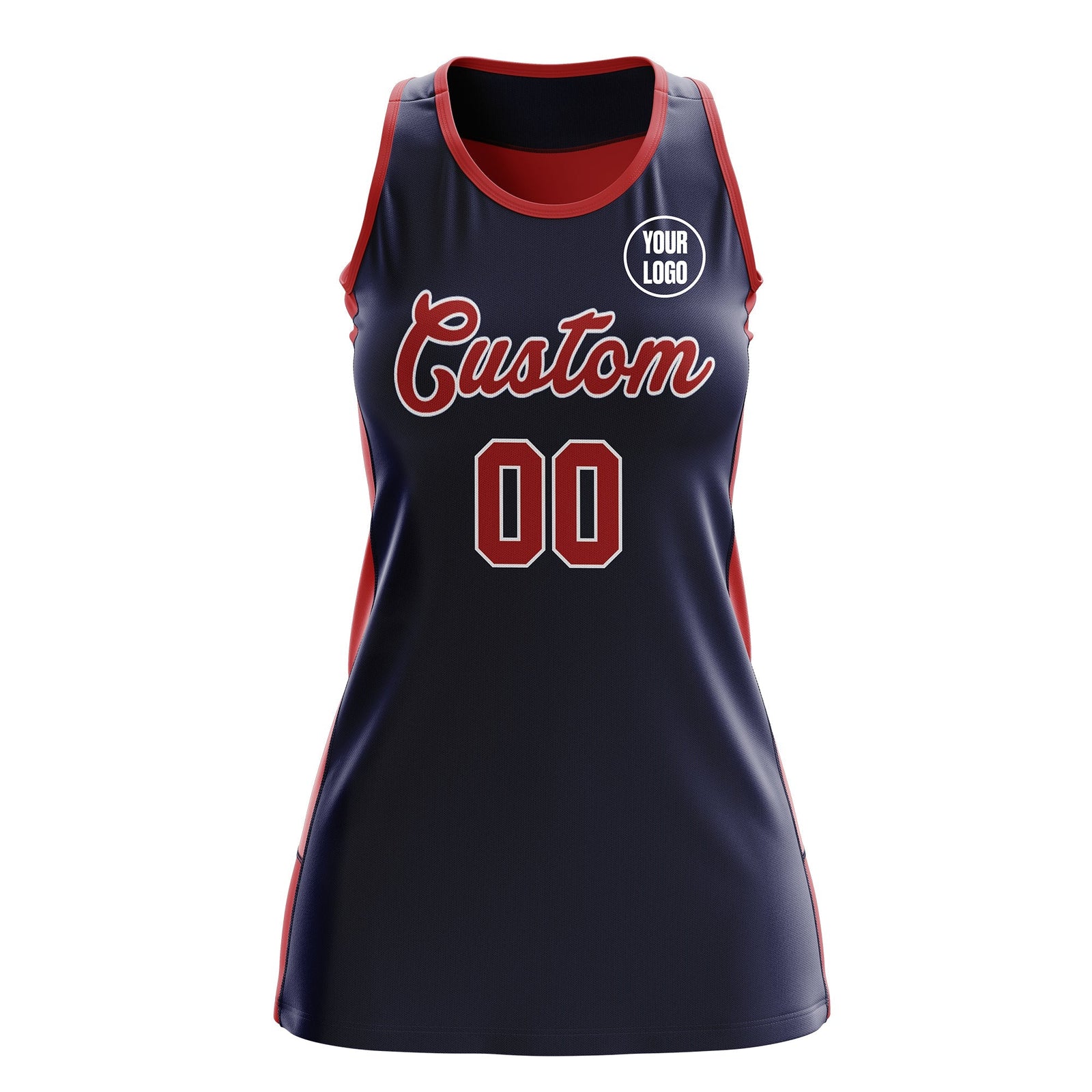 Custom Netball Dress | Navy Red Classic Style Two-Tone Breathable Performance Sportswear