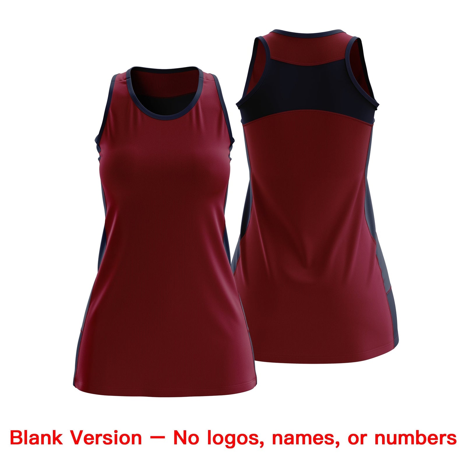 Custom Netball Dress | Crimson Navy Classic Style Two-Tone Breathable Performance Sportswear