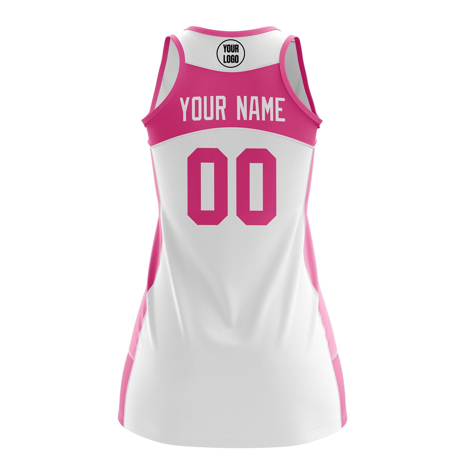 Custom Netball Dress | White Pink Classic Style Two-Tone Breathable Performance Sportswear