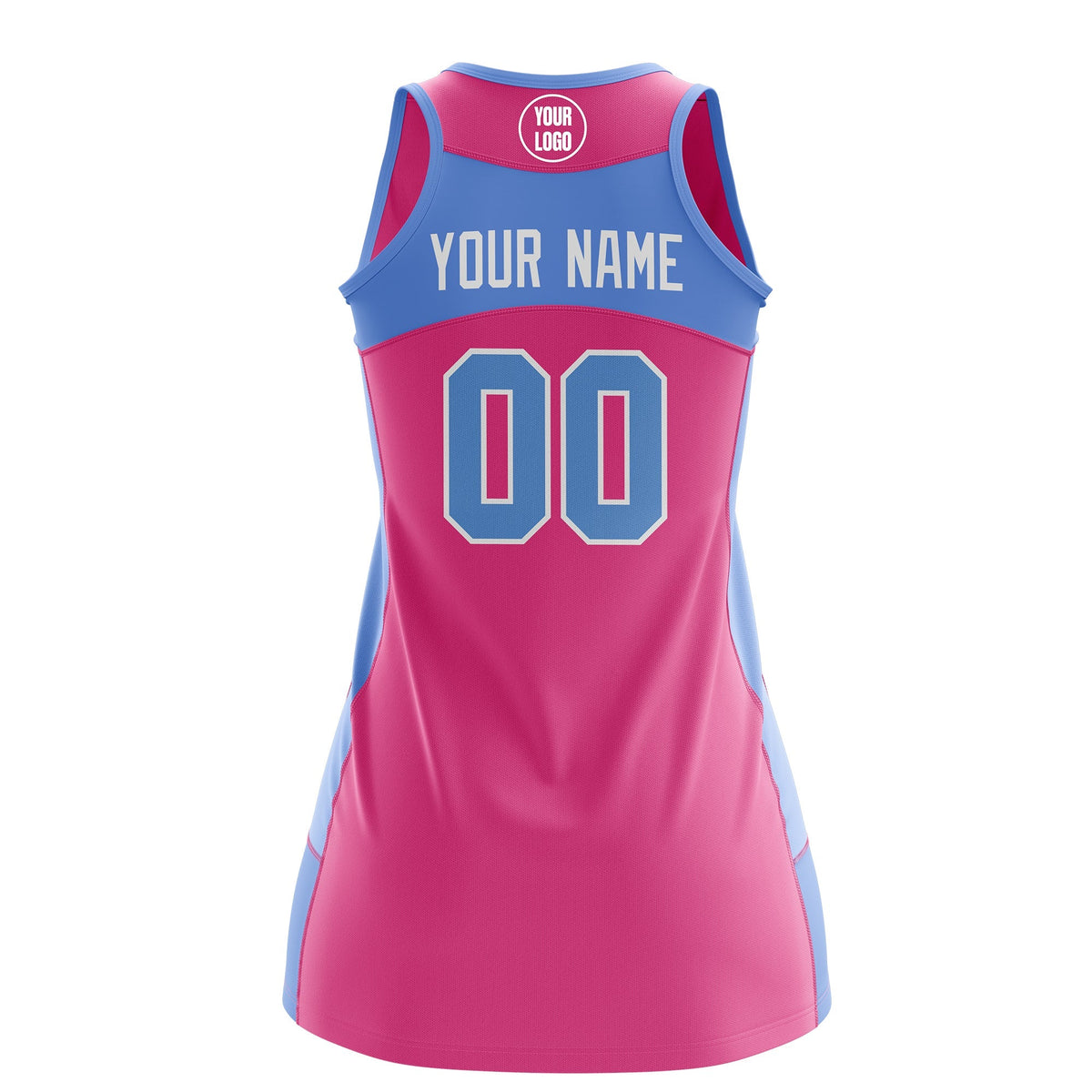 Custom Netball Dress | Pink Powder Blue Classic Style Two-Tone Professional Team Uniforms