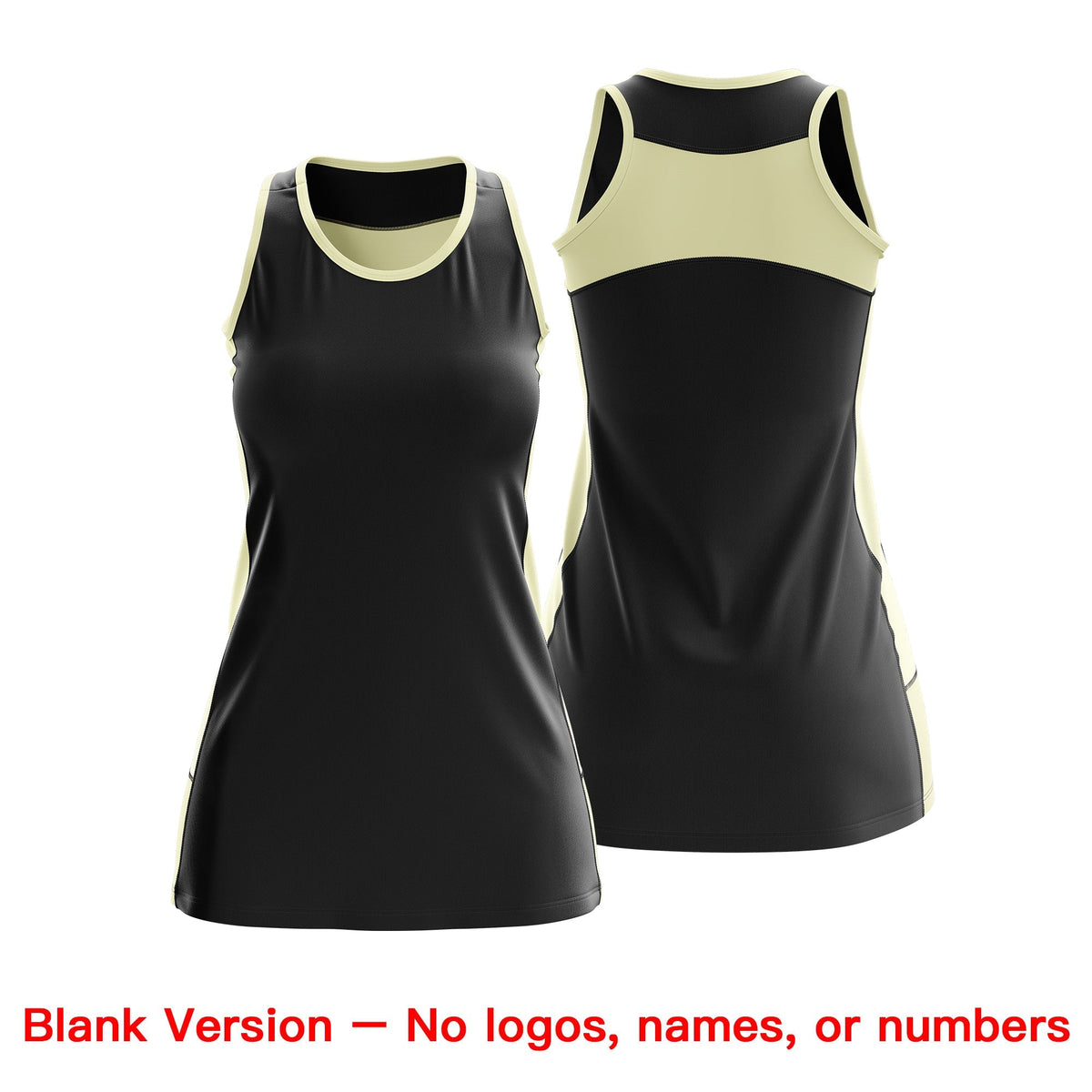Custom Netball Dress | Black Cream Classic Style Two-Tone Breathable Performance Sportswear