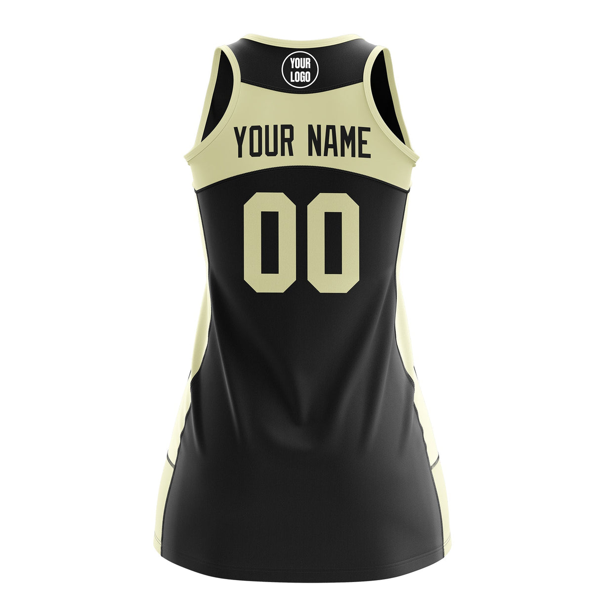 Custom Netball Dress | Black Cream Classic Style Two-Tone Breathable Performance Sportswear