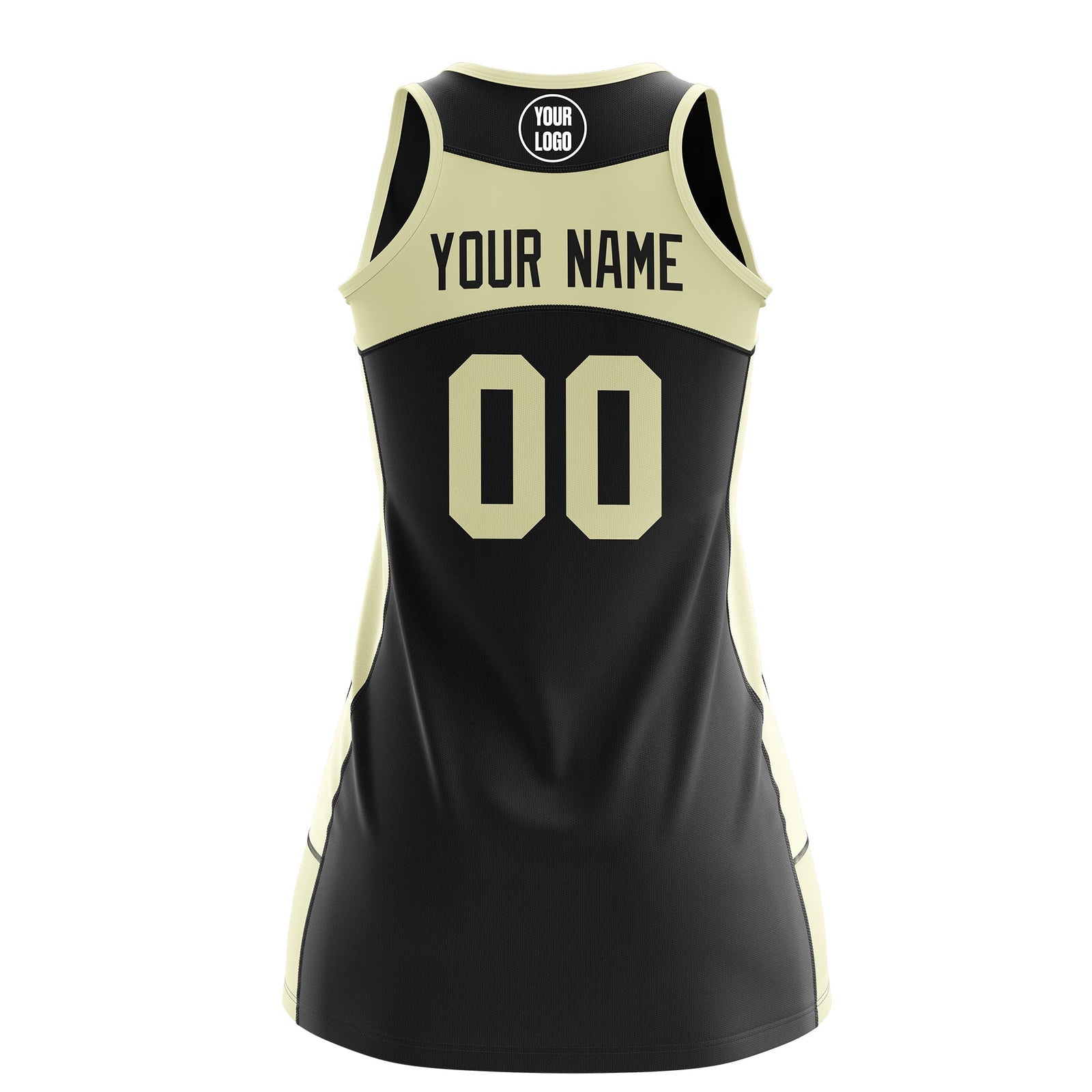 Custom Netball Dress | Black Cream Classic Style Two-Tone Breathable Performance Sportswear
