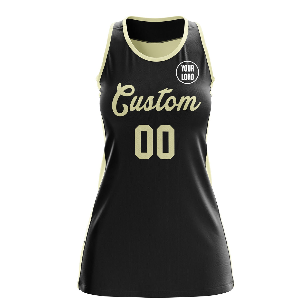 Custom Netball Dress | Black Cream Classic Style Two-Tone Breathable Performance Sportswear