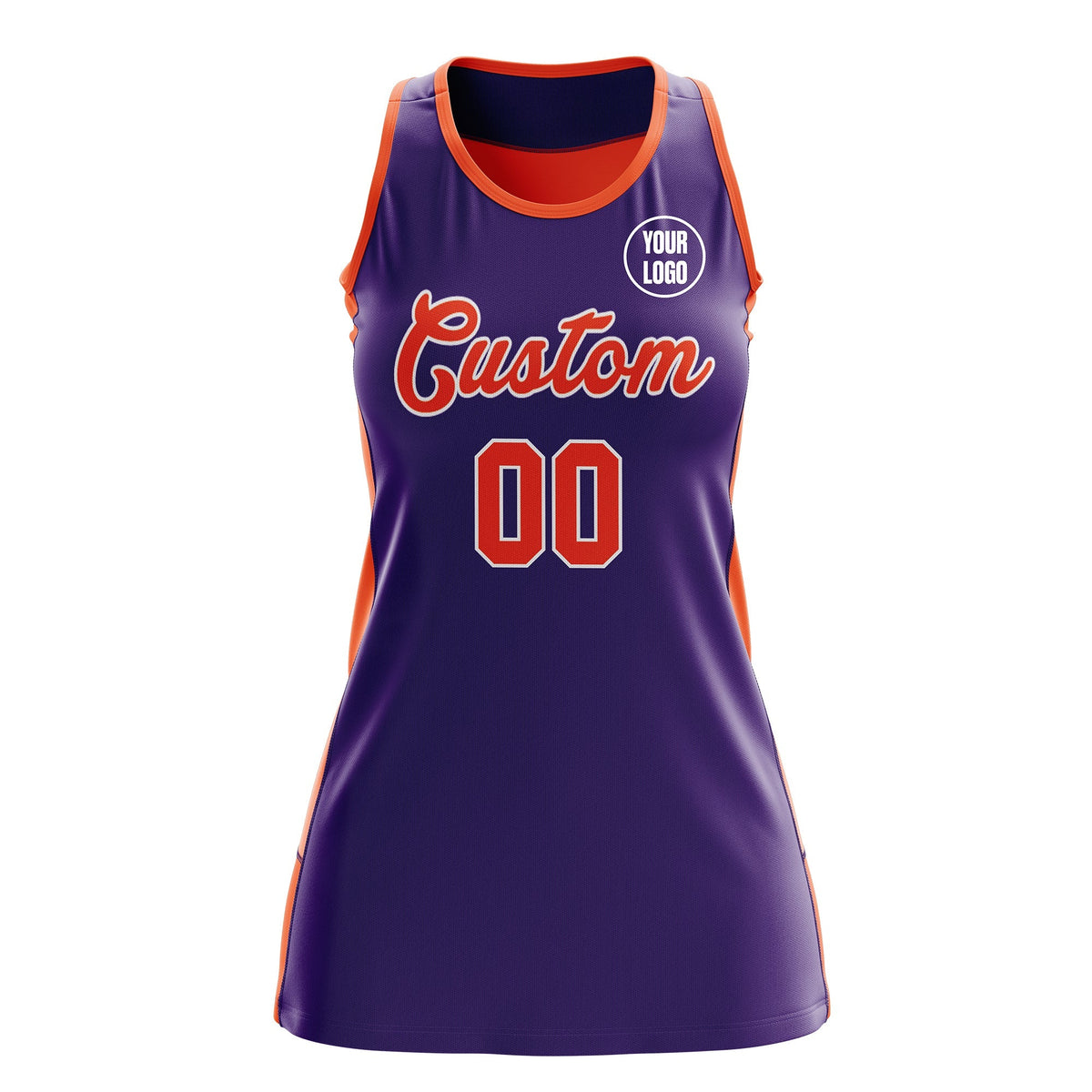 Custom Netball Dress | Purple Orange Classic Style Two-Tone Breathable Performance Sportswear