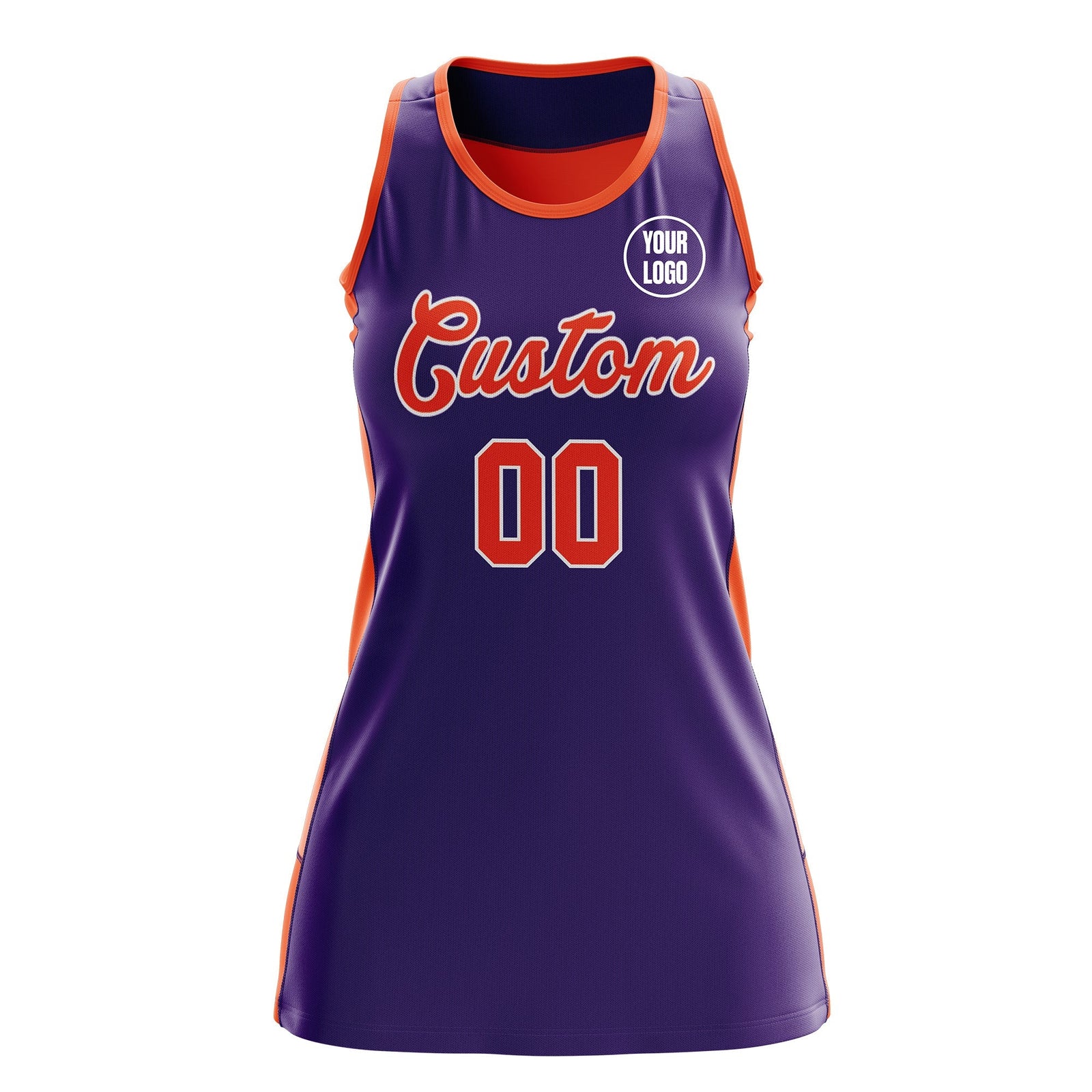 Custom Netball Dress | Purple Orange Classic Style Two-Tone Breathable Performance Sportswear