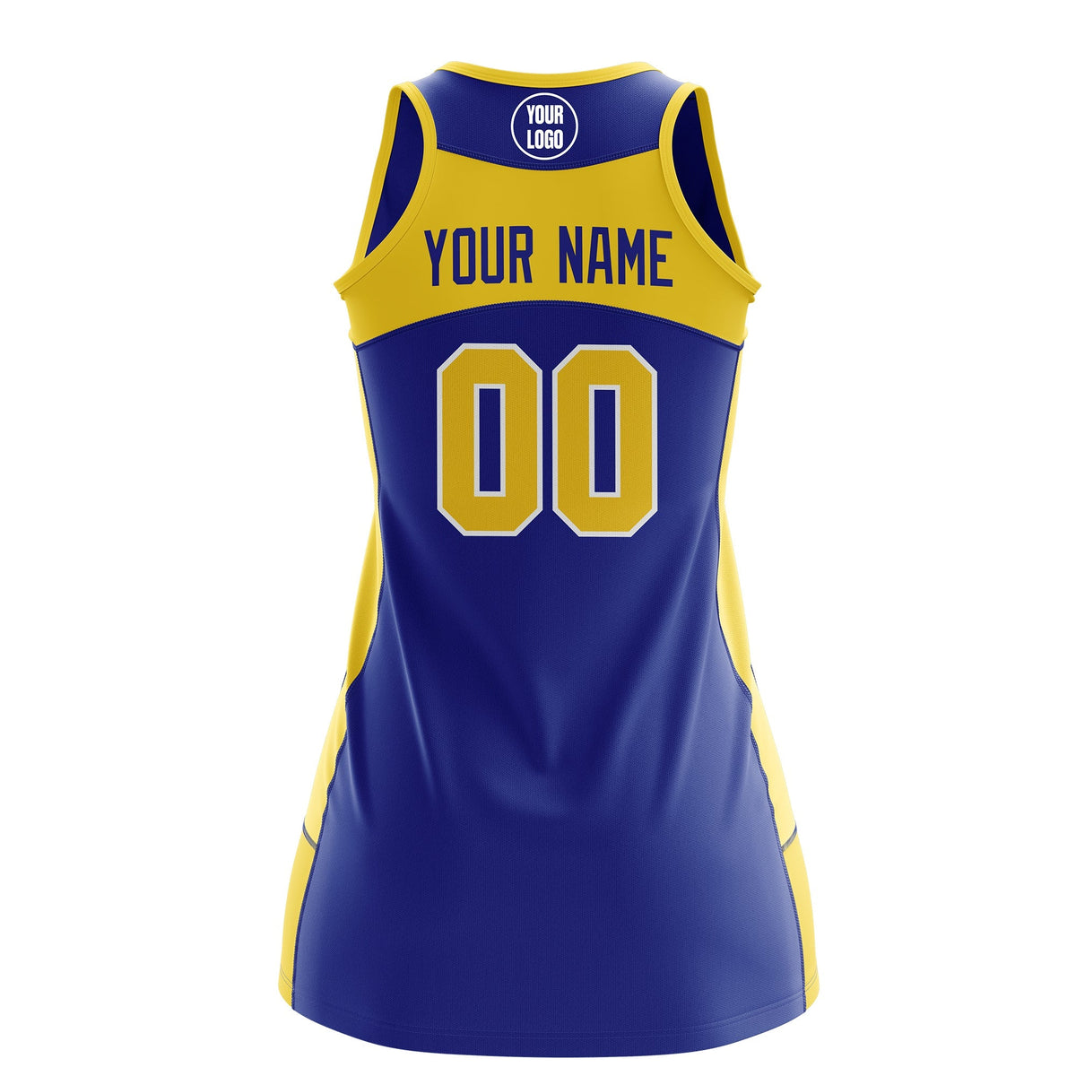 Custom Netball Dress | Royal Blue Gold Classic Style Two-Tone Breathable Performance Sportswear