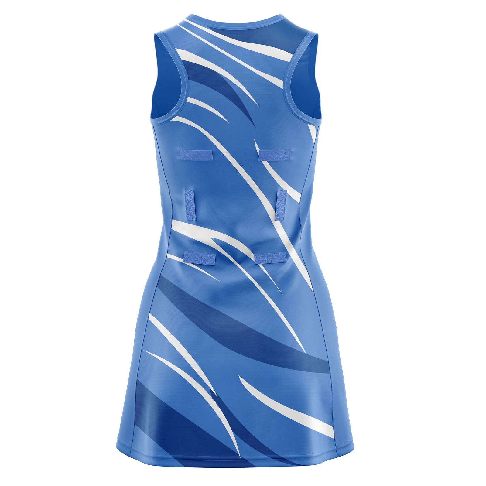 Custom Powder Blue Royal Dynamic Stripes Lightweight & Drapable Netball Dress