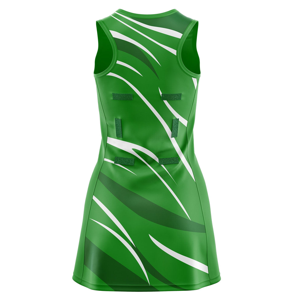 Custom Kelly Green Dark Green Dynamic Stripes Wrinkle-Resistant Netball Dress