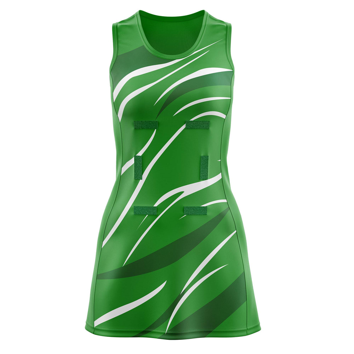 Custom Kelly Green Dark Green Dynamic Stripes Wrinkle-Resistant Netball Dress
