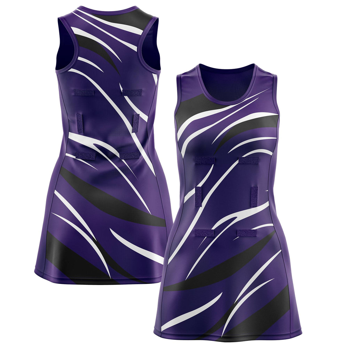 Custom Purple Black Dynamic Stripes Breathable &amp; Quick-Drying Netball Dress |KXKSHOP