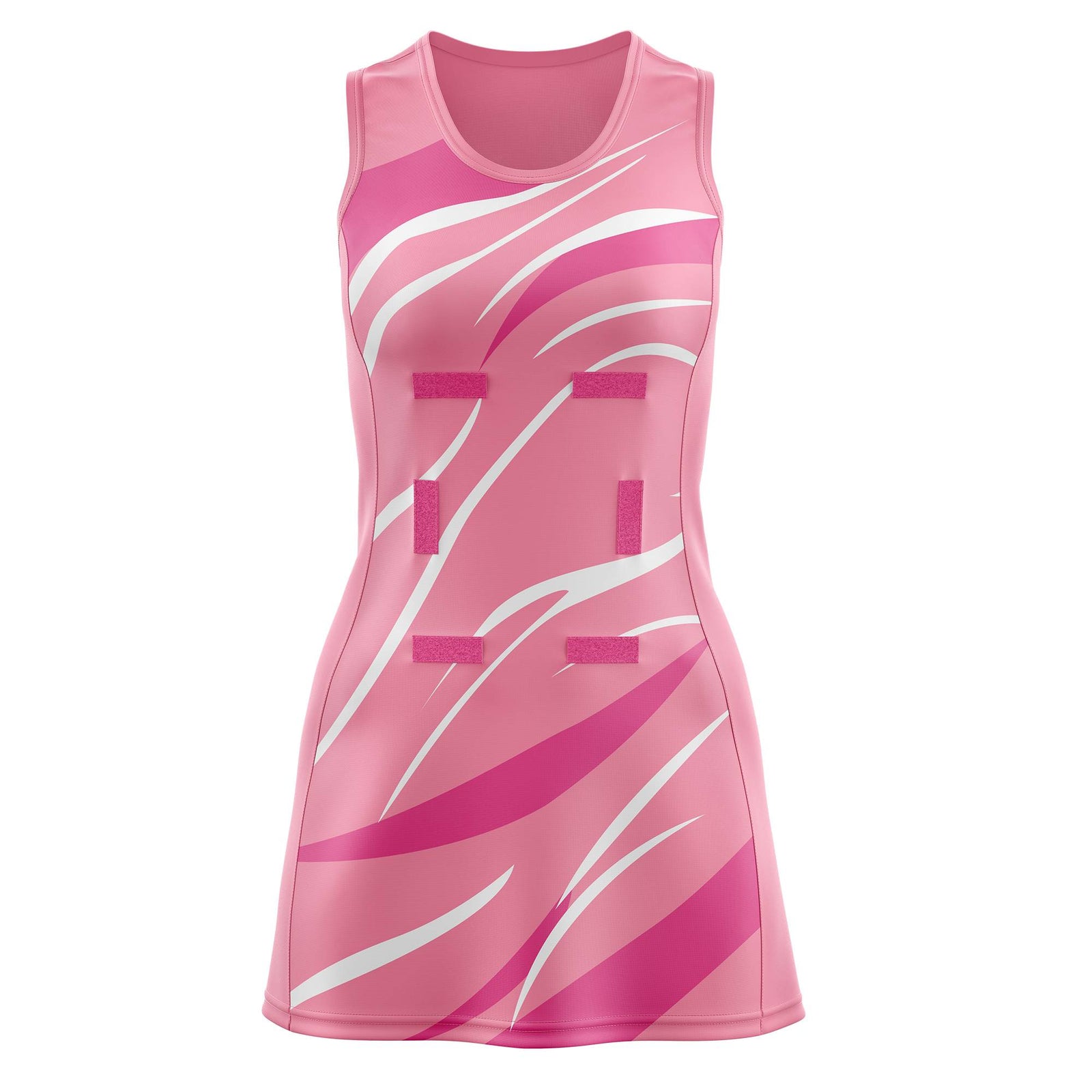 Custom Light Pink Pink Dynamic Stripes Lightweight & Drapable Netball Dress