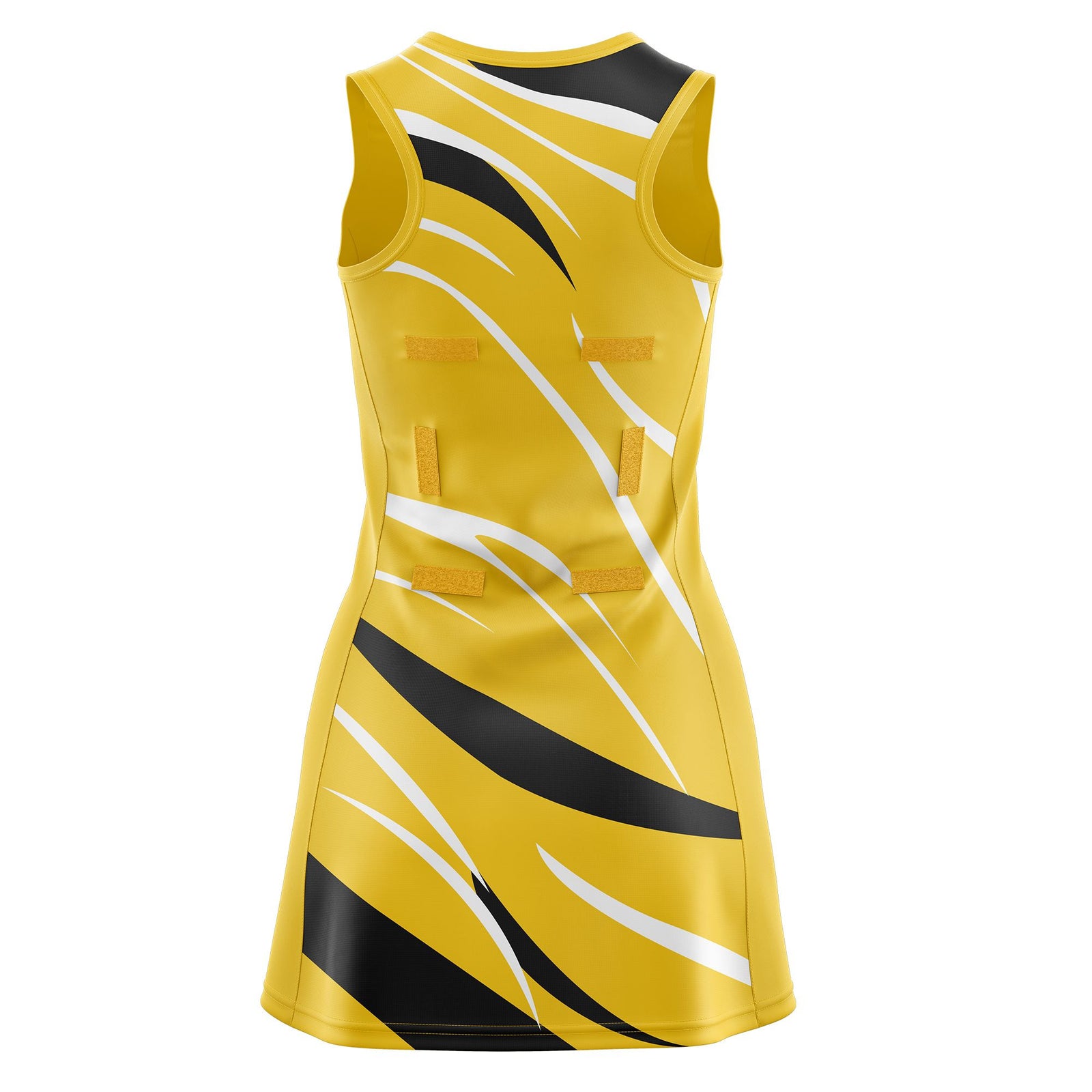 Custom Gold Black Dynamic Stripes Moisture-Wicking Netball Dress