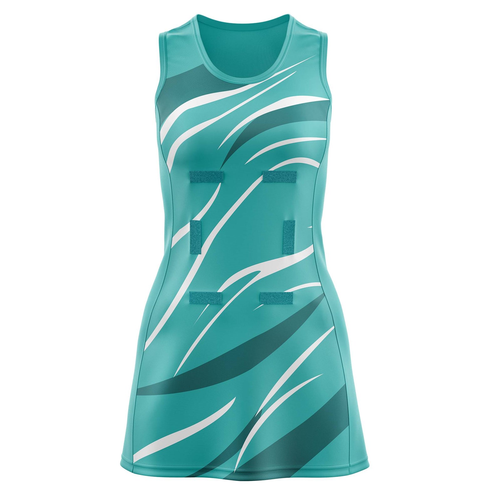 Custom Teal Teal Dynamic Stripes Breathable & Quick-Drying Netball Dress