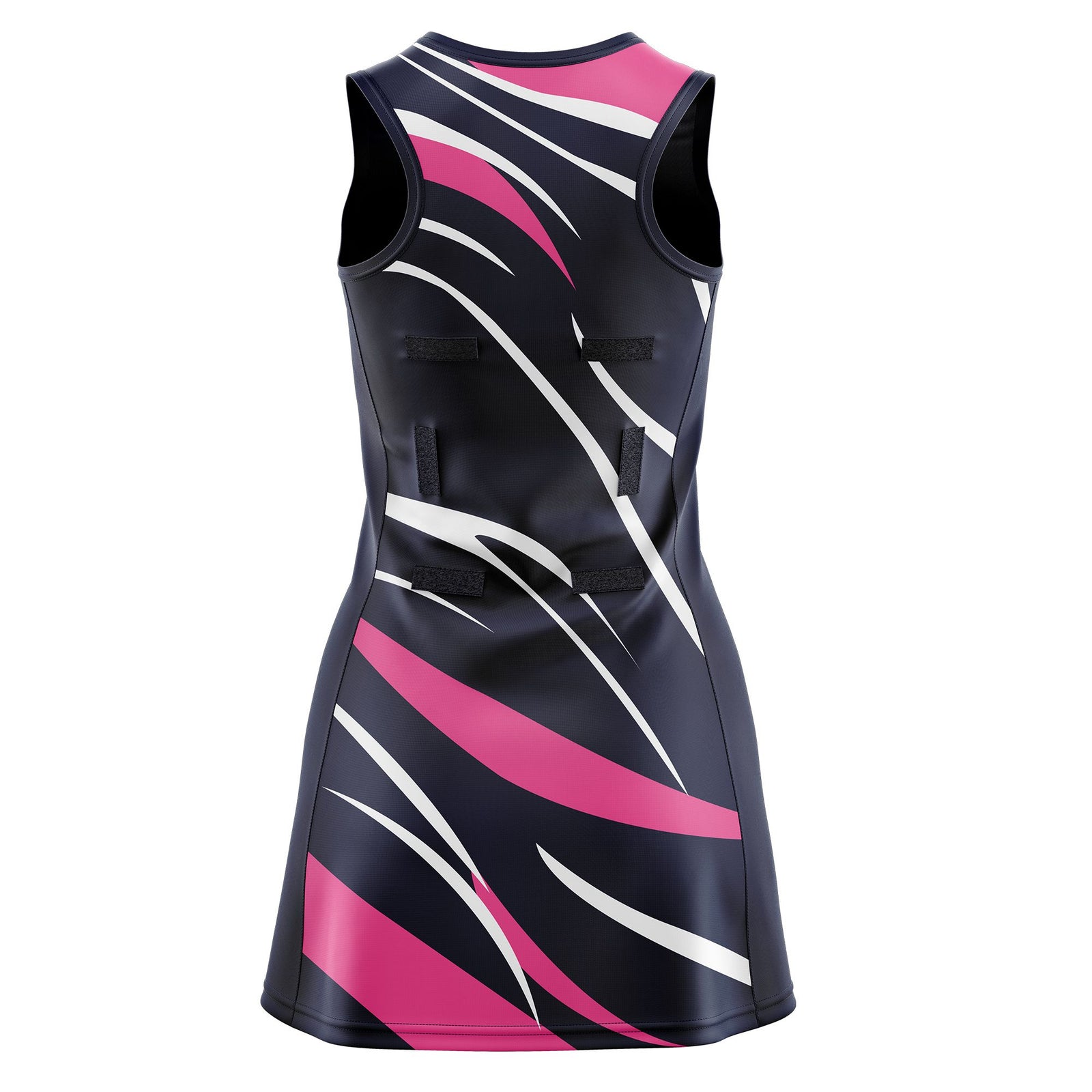 Custom Navy Pink Dynamic Stripes Lightweight & Drapable Netball Dress