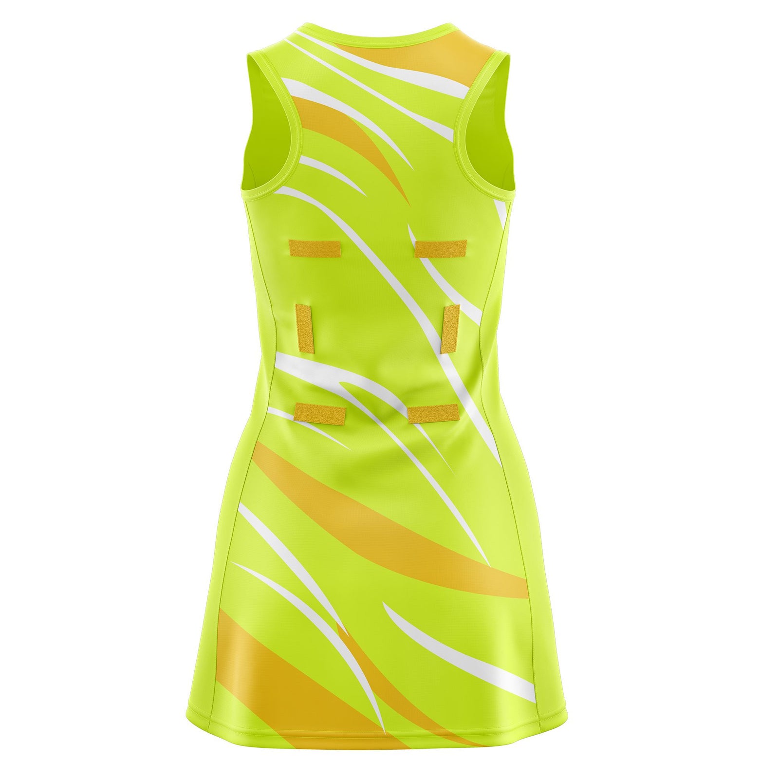 Custom Fluorescent Green Gold Dynamic Stripes Moisture-Wicking Netball Dress