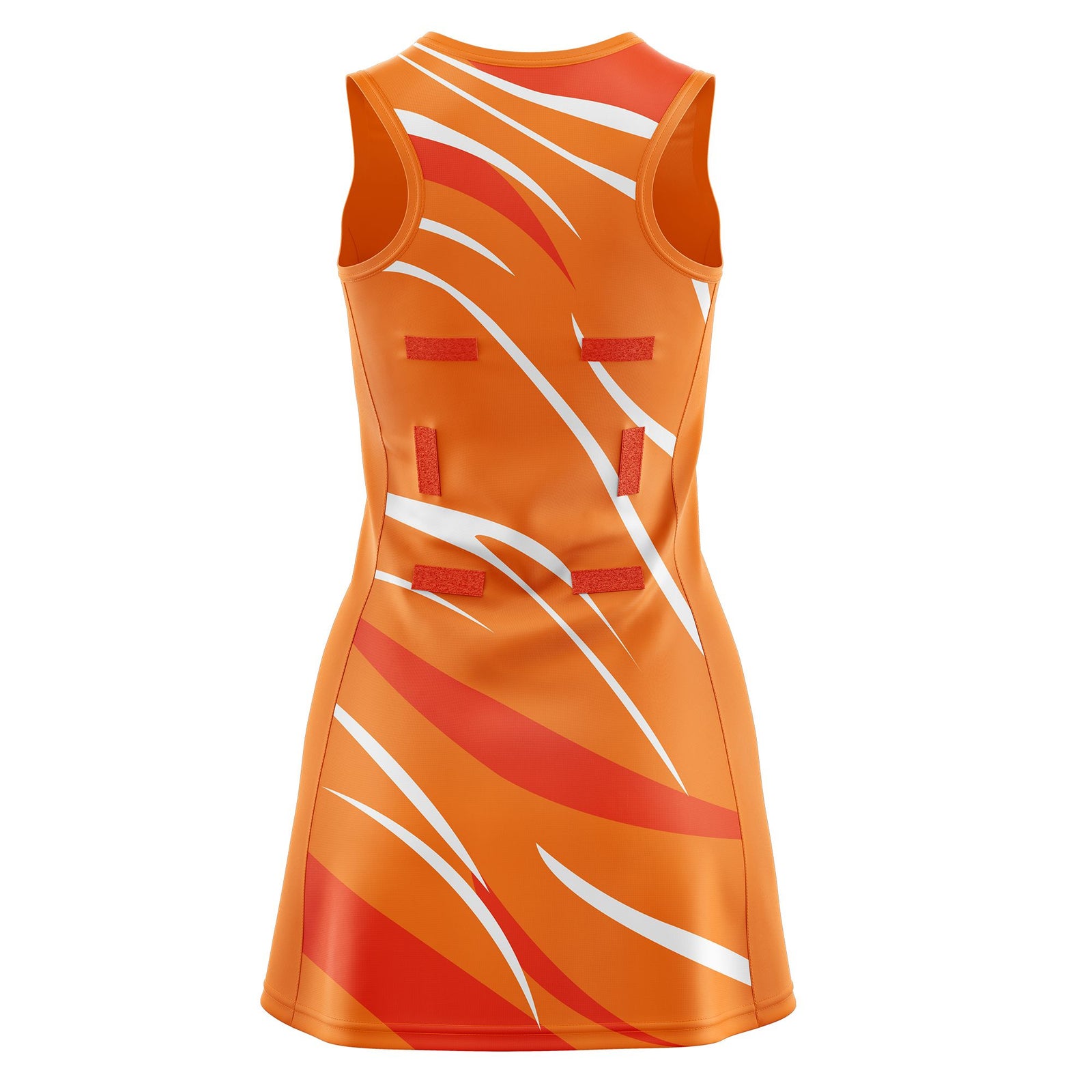 Custom Orange Orange Dynamic Stripes Lightweight & Drapable Netball Dress