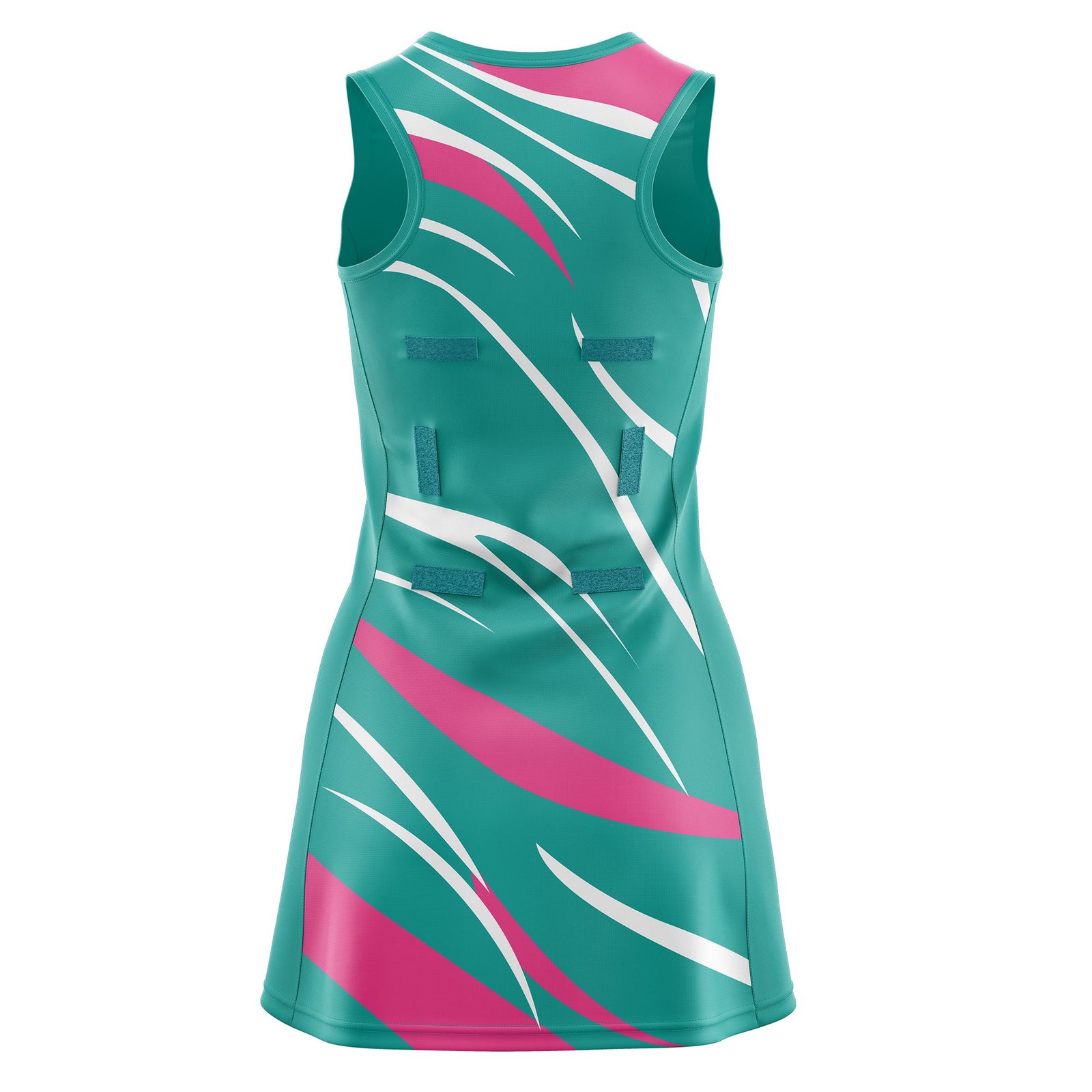 Custom Aqua Pink Dynamic Stripes Wrinkle-Resistant Netball Dress