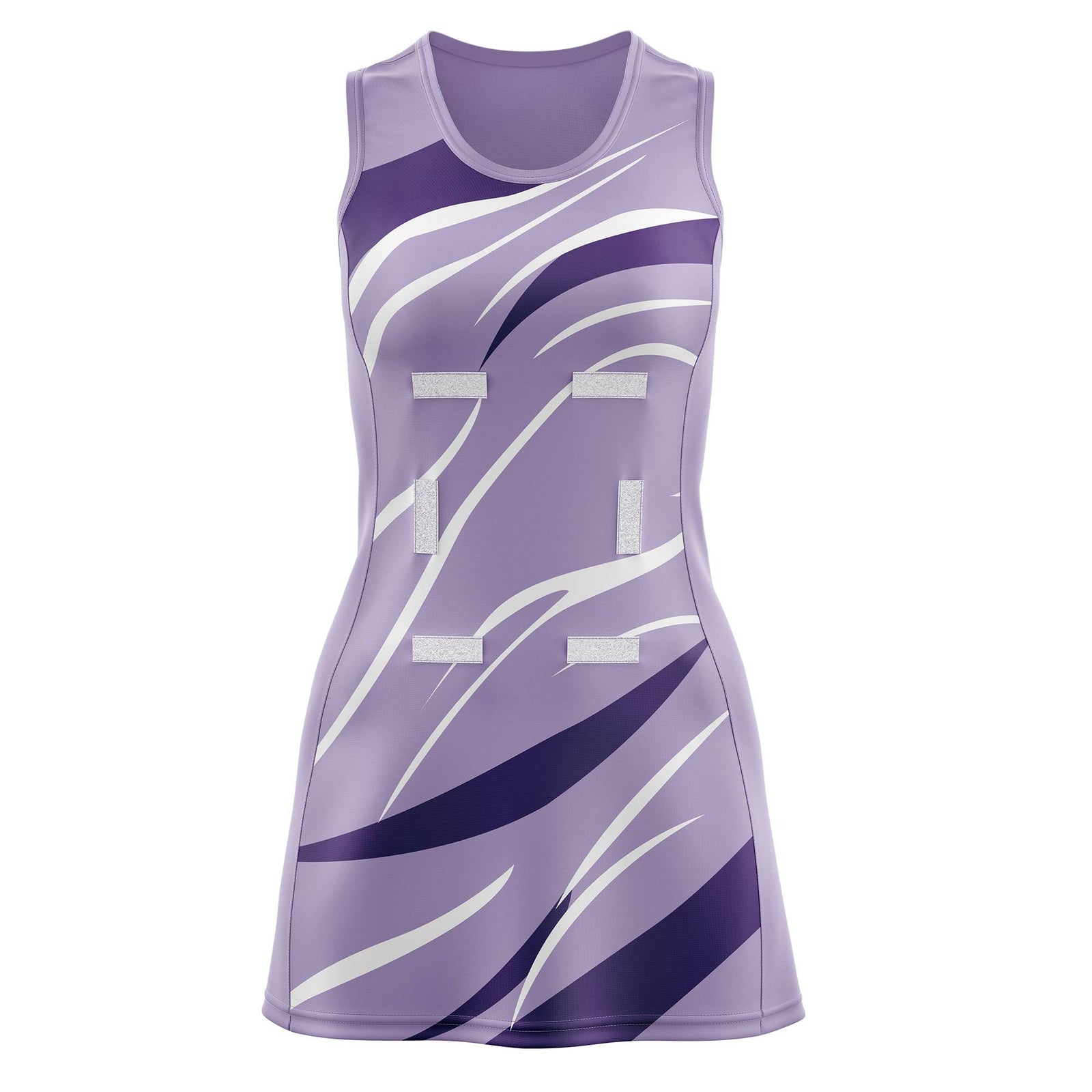 Custom Light Purple Purple Dynamic Stripes Lightweight & Drapable Netball Dress