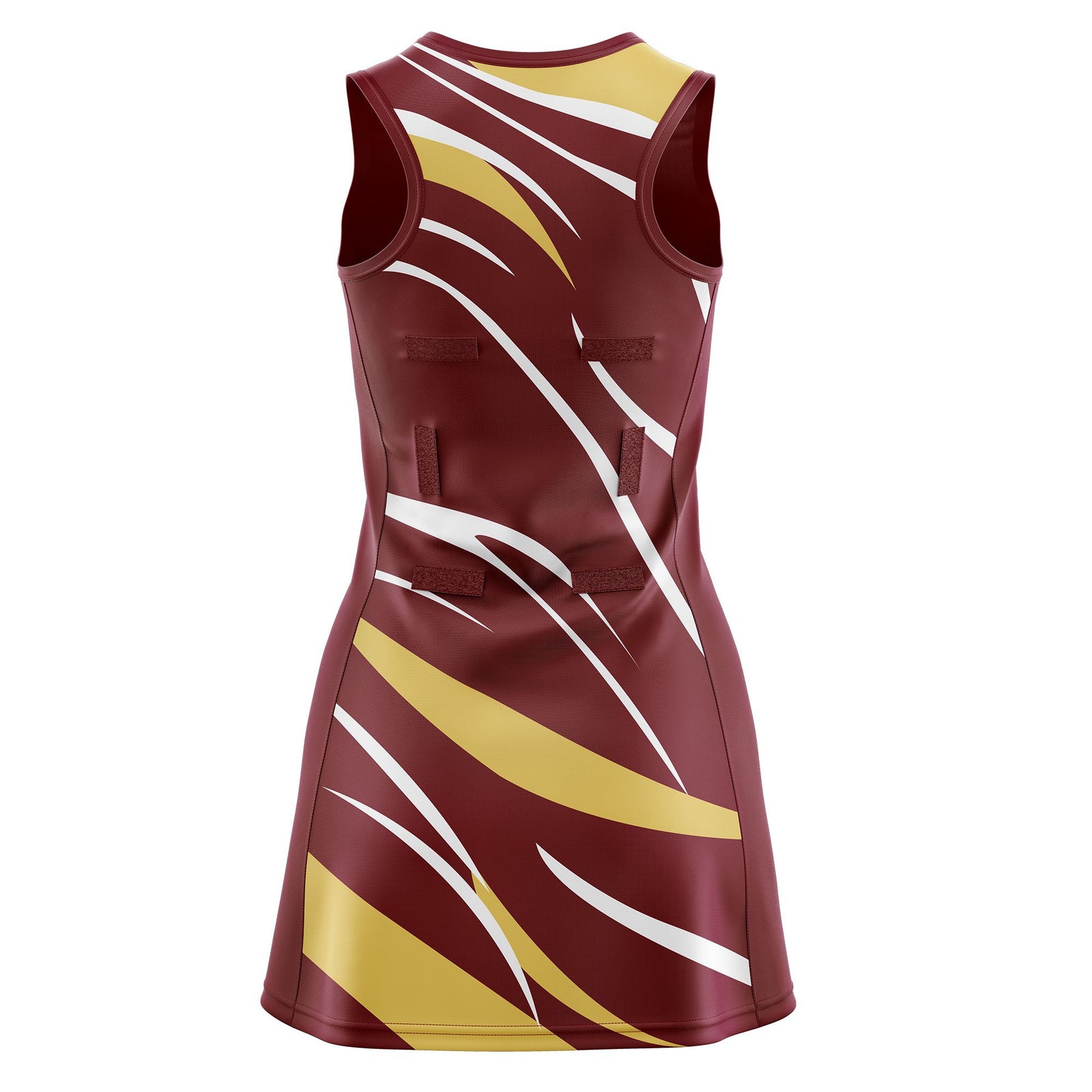 Custom Burgundy Khaki Dynamic Stripes Wrinkle-Resistant Netball Dress