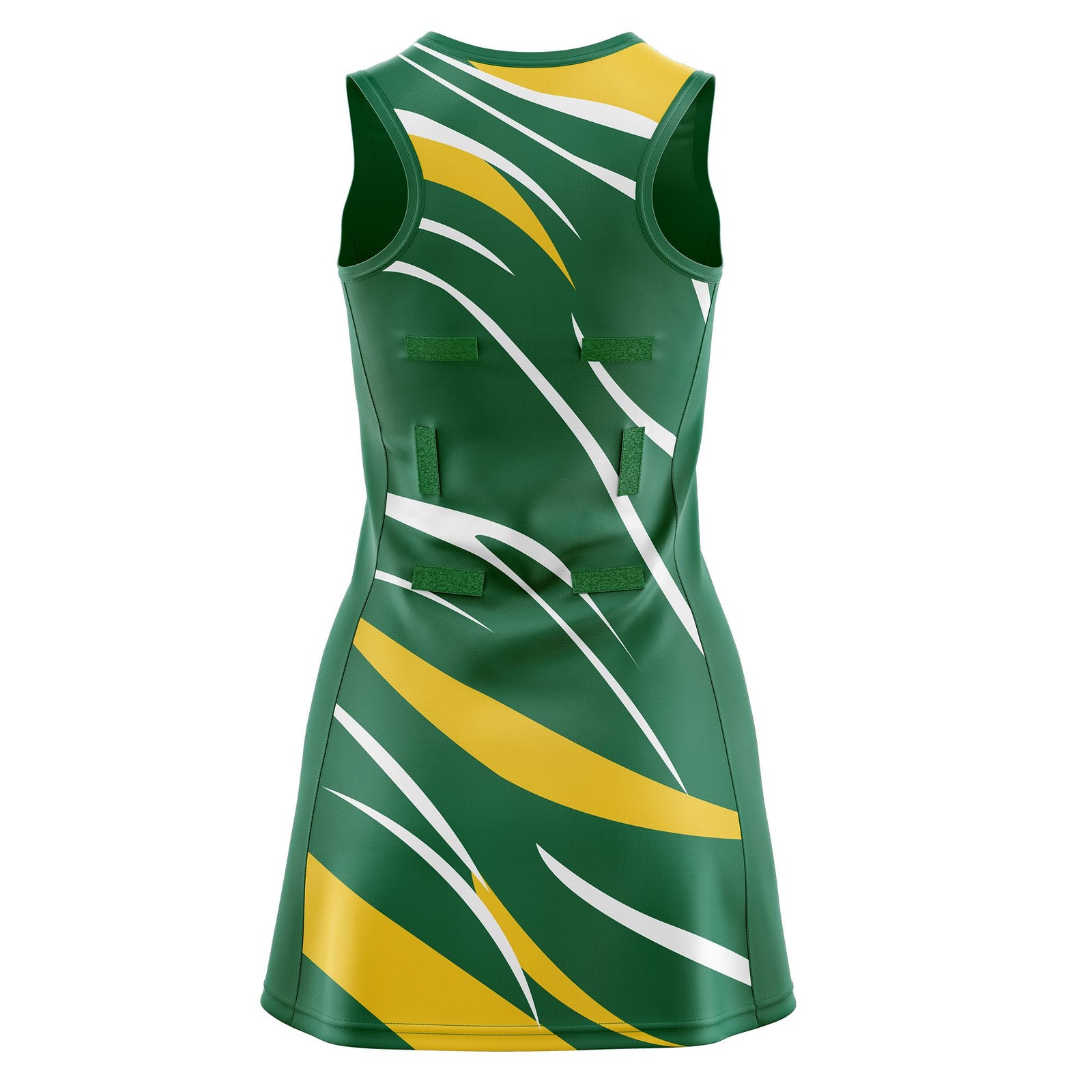 Custom Kelly Green Gold Dynamic Stripes Moisture-Wicking Netball Dress