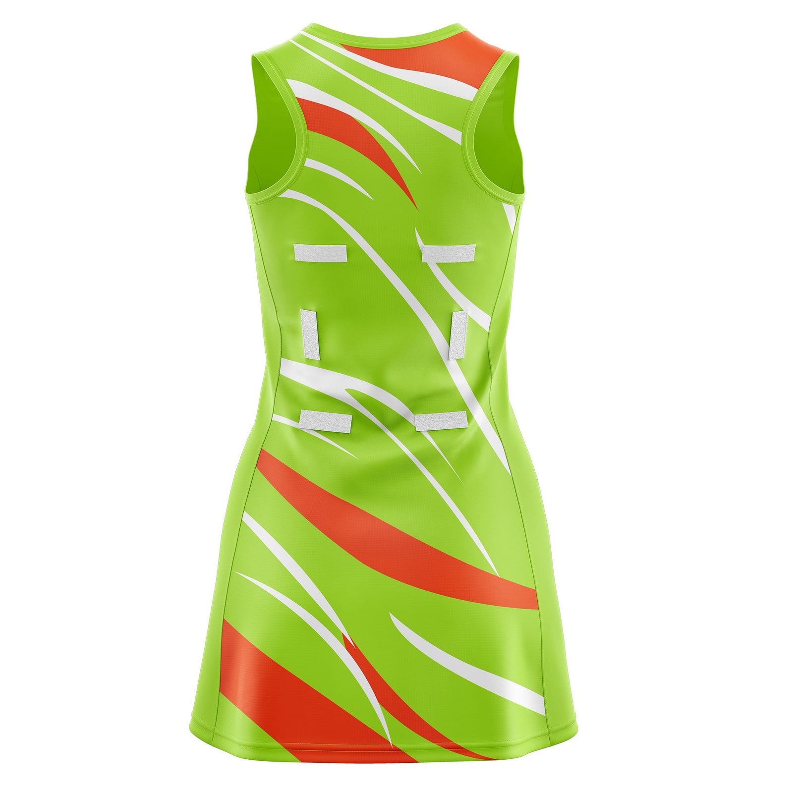 Custom Neon Green Orange Dynamic Stripes Breathable & Quick-Drying Netball Dress