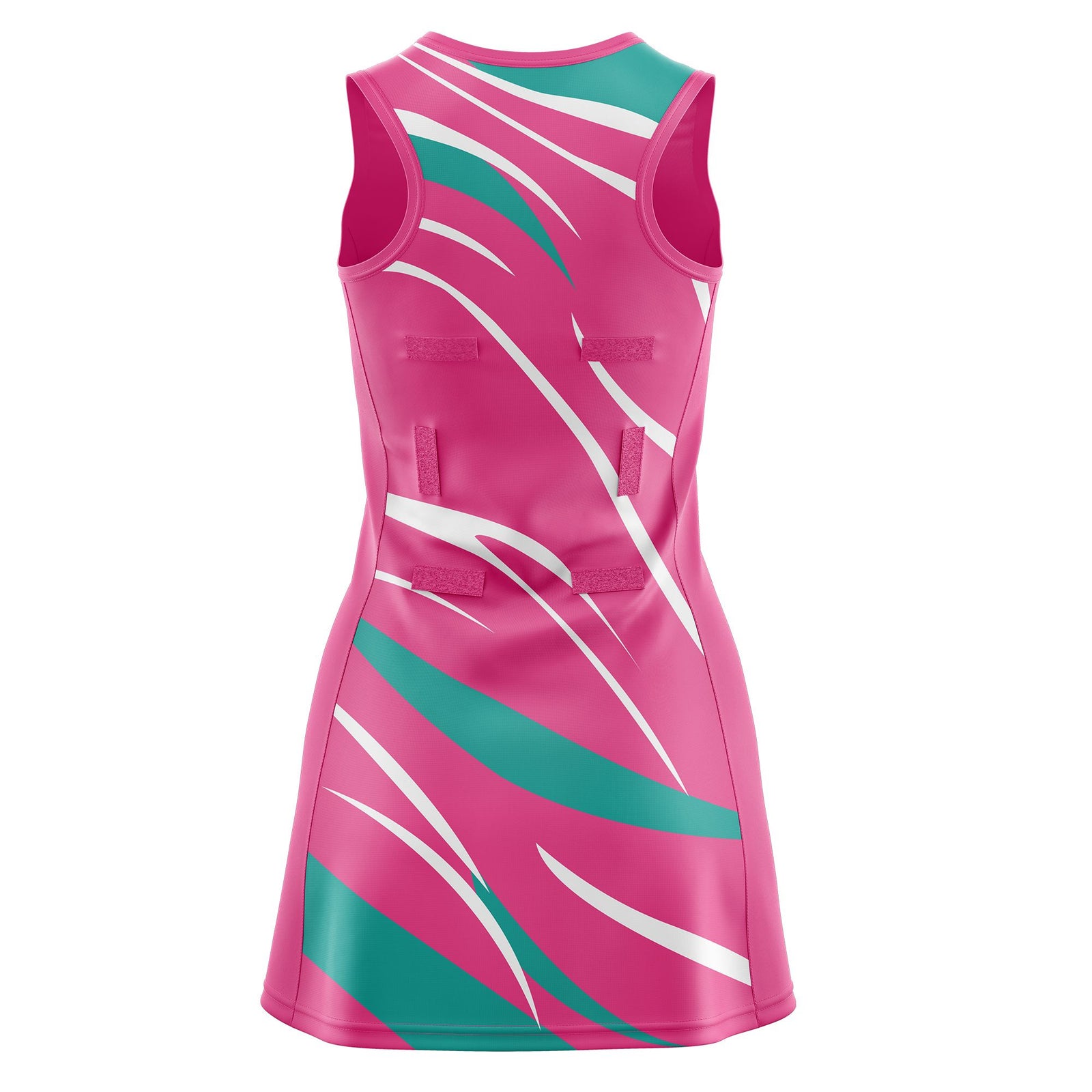 Custom Pink Aqua Dynamic Stripes Moisture-Wicking Netball Dress