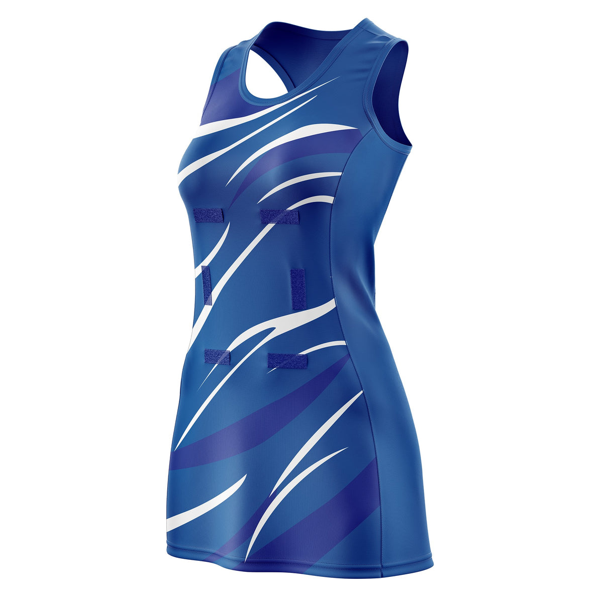 Custom Royal Royal Blue Dynamic Stripes Breathable & Quick-Drying Netball Dress