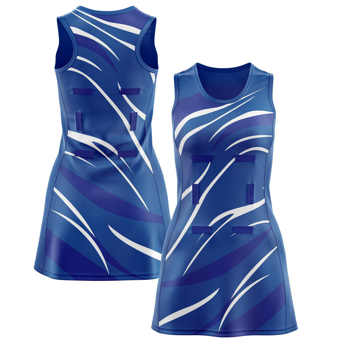 Custom Royal Royal Blue Dynamic Stripes Breathable & Quick-Drying Netball Dress |KXKSHOP