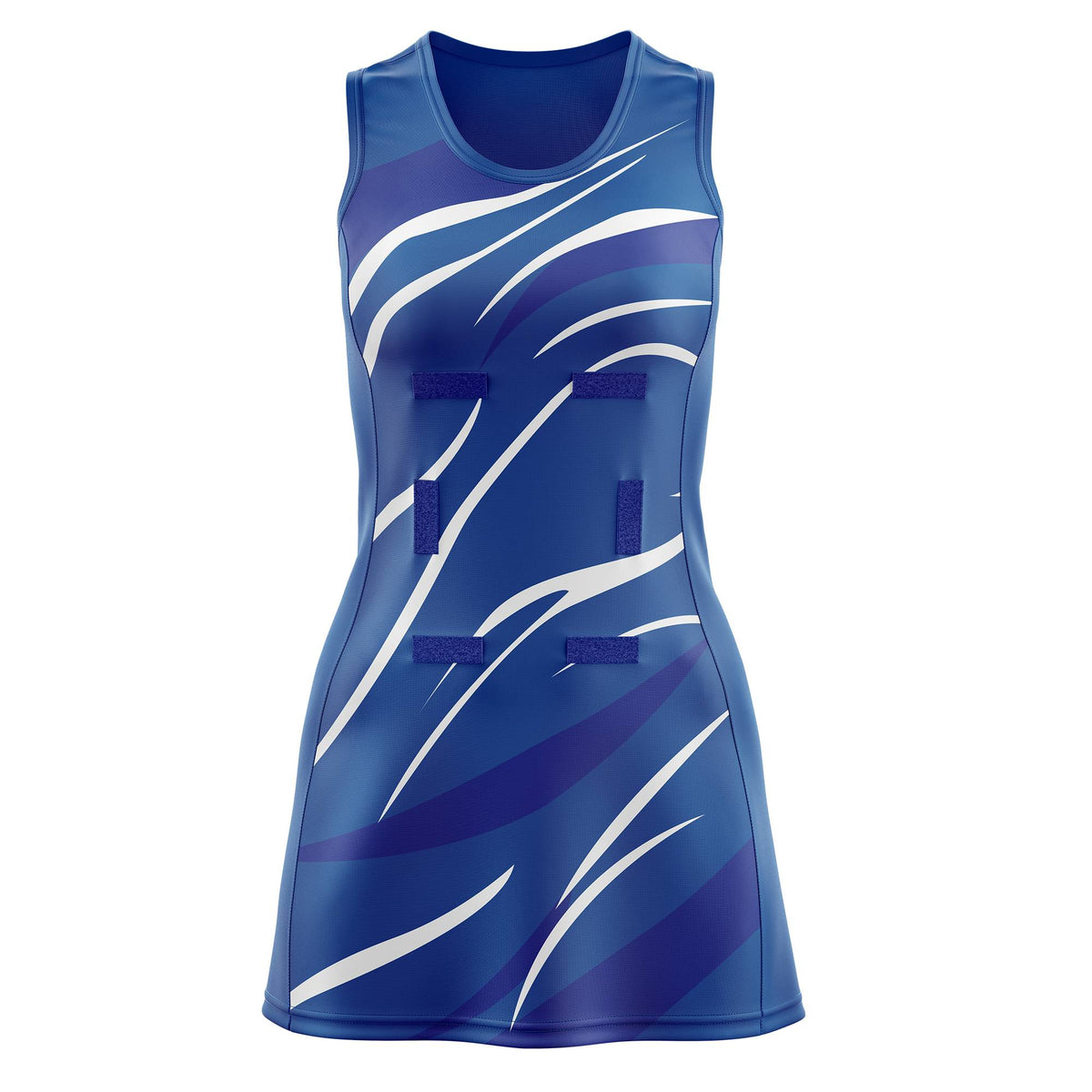 Custom Royal Royal Blue Dynamic Stripes Breathable & Quick-Drying Netball Dress