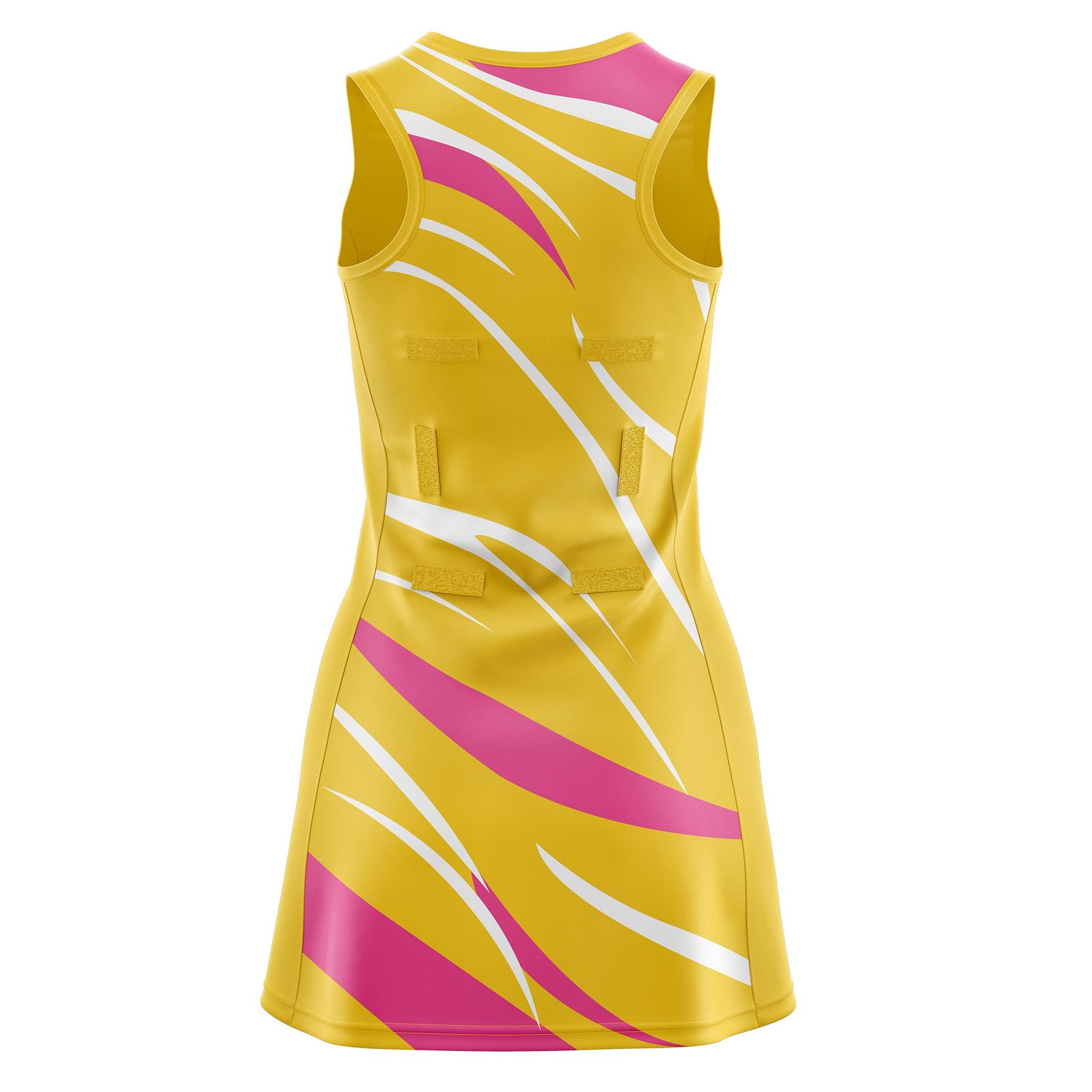 Custom Gold Pink Dynamic Stripes Lightweight & Drapable Netball Dress