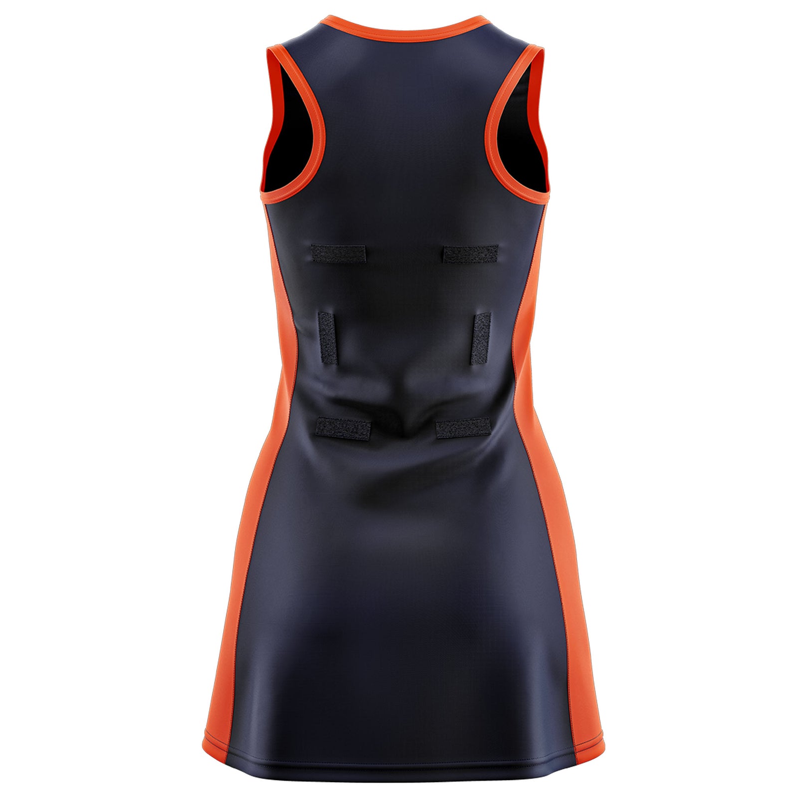 Custom Navy Orange Color Block Two Tone Netball Dresses