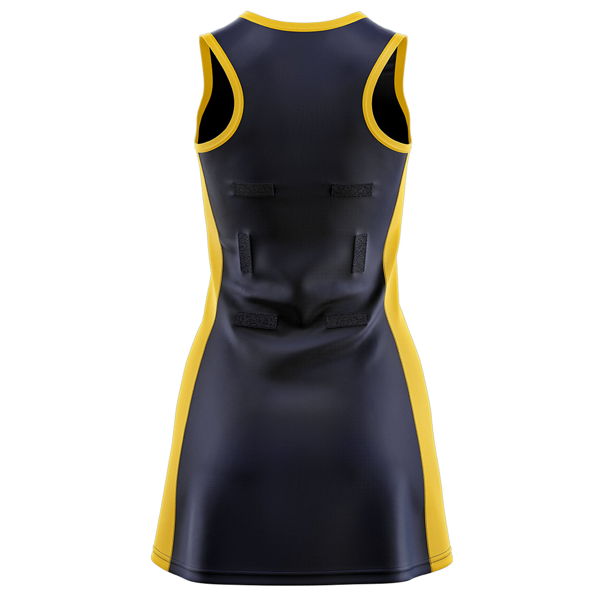 Custom Navy Gold Color Block Two Tone Netball Dresses