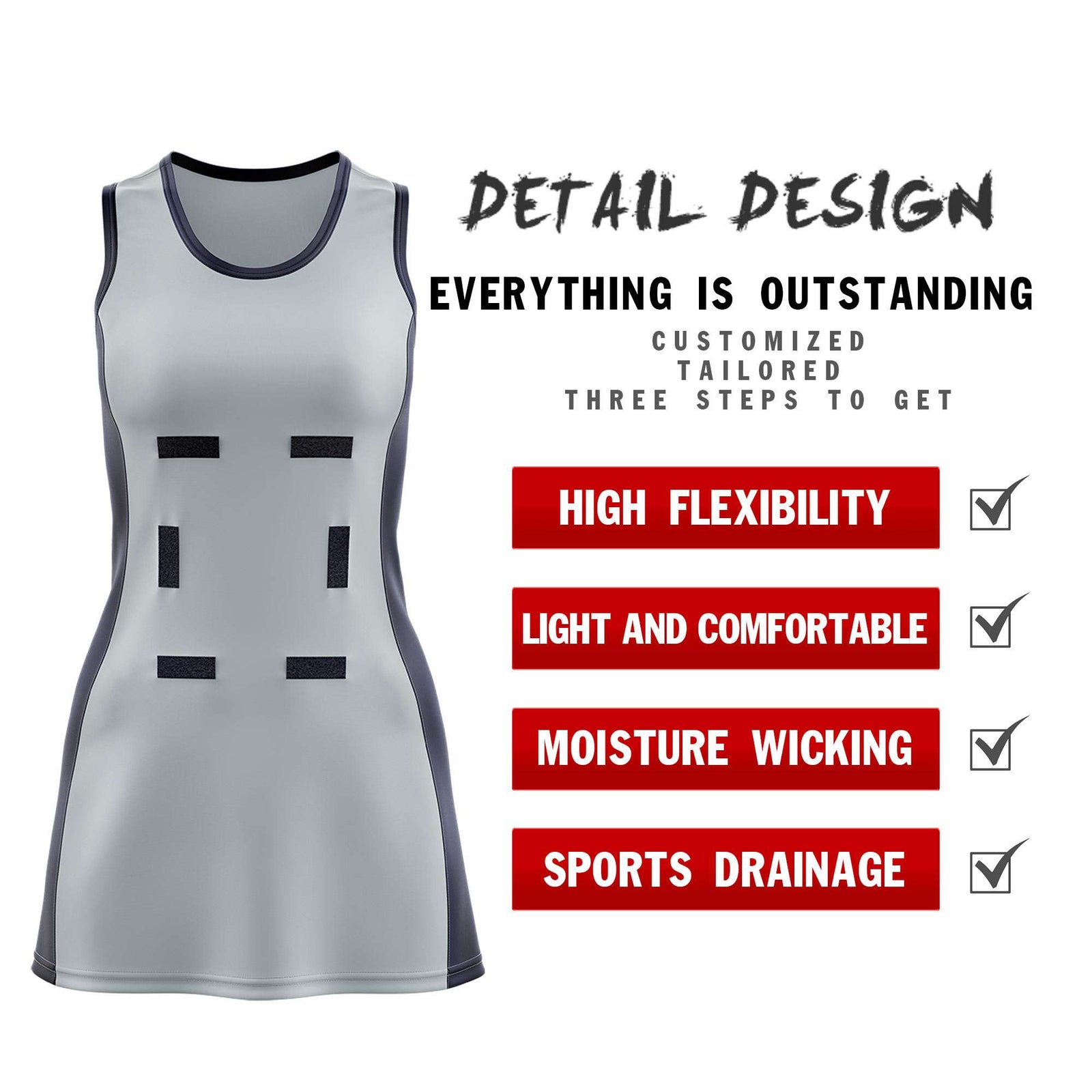 Custom Silver Navy Color Block Two Tone Netball Dresses