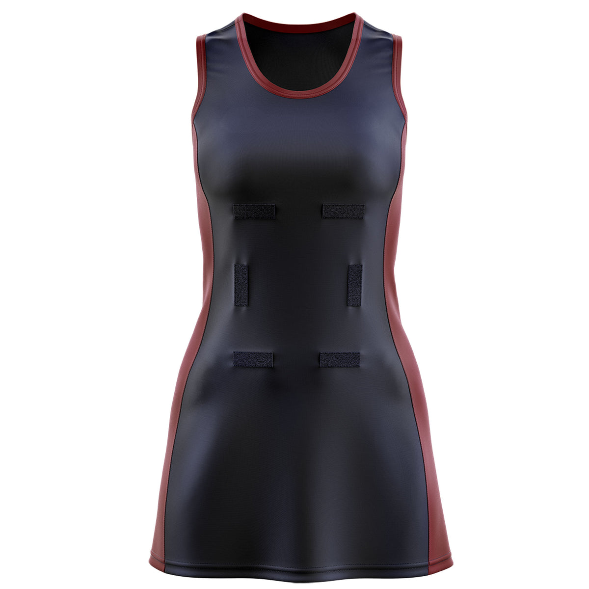Custom Navy Maroon Color Block Two Tone Netball Dresses