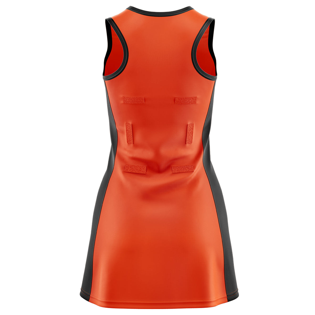 Custom Orange Black Color Block Two Tone Netball Dresses
